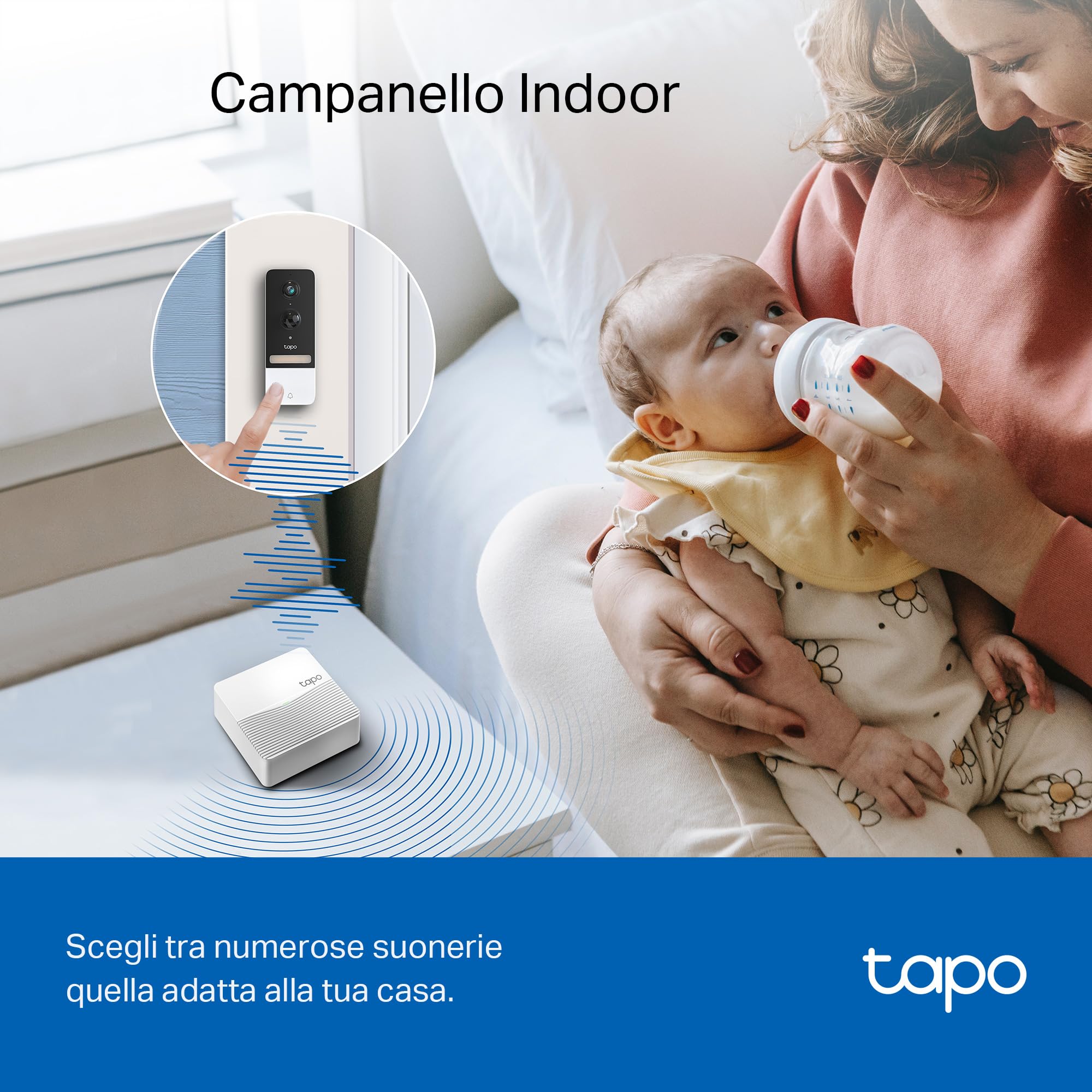 Tapo D230S1 Video Doorbell Campanello, Visualizzazione Live 2K 5MP, Visione Notturna a Colori, Campo Visivo Ampio, Rilevamento Intelligente, Batteria Lunga, IP64 Impermeabile, Alexa