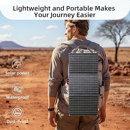 Miniatura 2 de Panel solar portátil de 30 W para camping, cargador plegable de alta eficiencia del 23% con salidas USB-CUSB-ACC, diseño impermeable para RV,