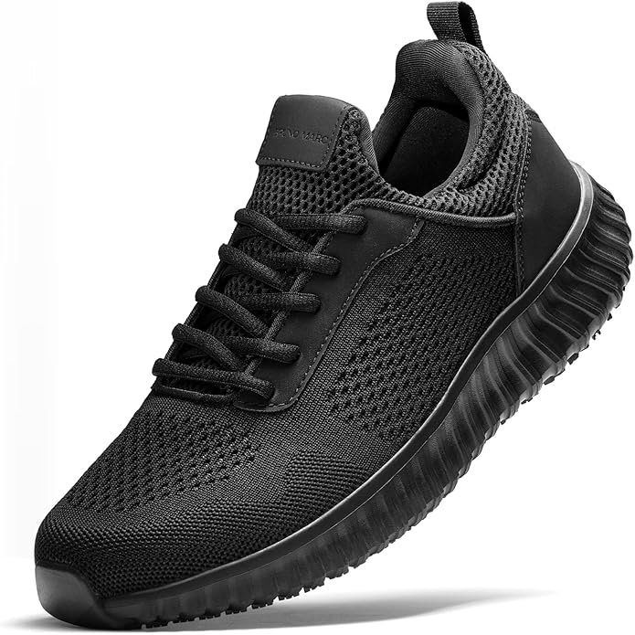 Bruno Marc Men's Non Slip Work Shoes Walking Zapatos Trabajo Black & Lightweight Food Service Chef Kitchen Restaurant Resistant Sneakers