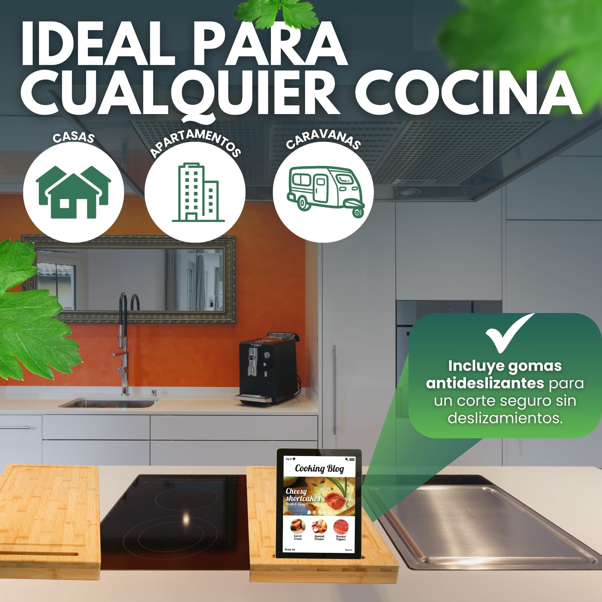 2 piezas cubre vitrocerámica 100% bambú Antideslizante - protector vitroceramica induccion -cubre vitroceramica Universal- tapa vitroceramica -protector encimera -tapa para vitroceramica