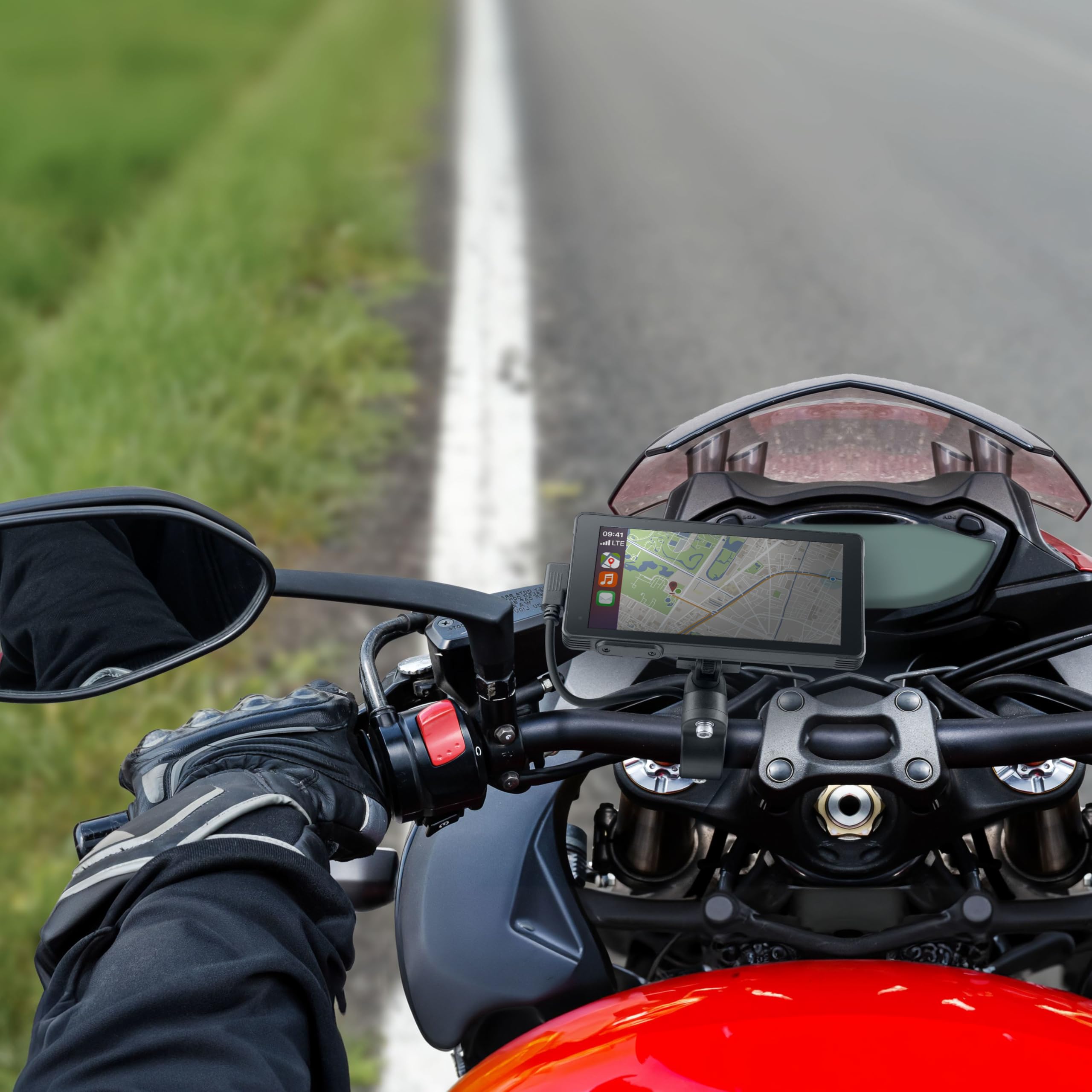 Interphone Écran Moto RIDESYNC 5,5" – avec Wi-FI et Bluetooth pour connecter Votre Smartphone – Musique et GPS Moto – Adaptable sur Support QUIKLOX | Étanche