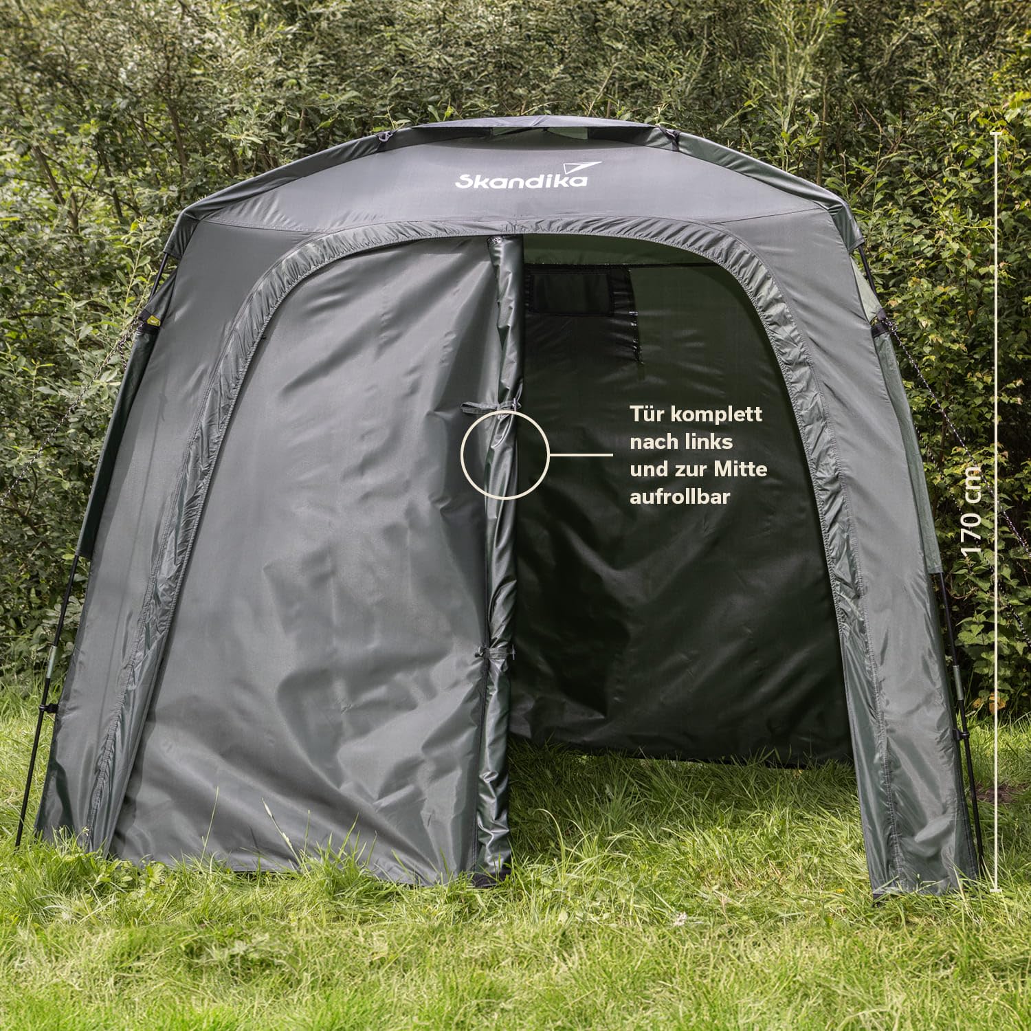 Skandika Storage Tent L | Namiot na narzędzia, garaż rowerowy, wysokość 1,7 m, wodoszczelny, odporny na warunki zimowe, z podłożem, namiot magazynowy, schronienie, garaż rowerowy, namiot | do użytku