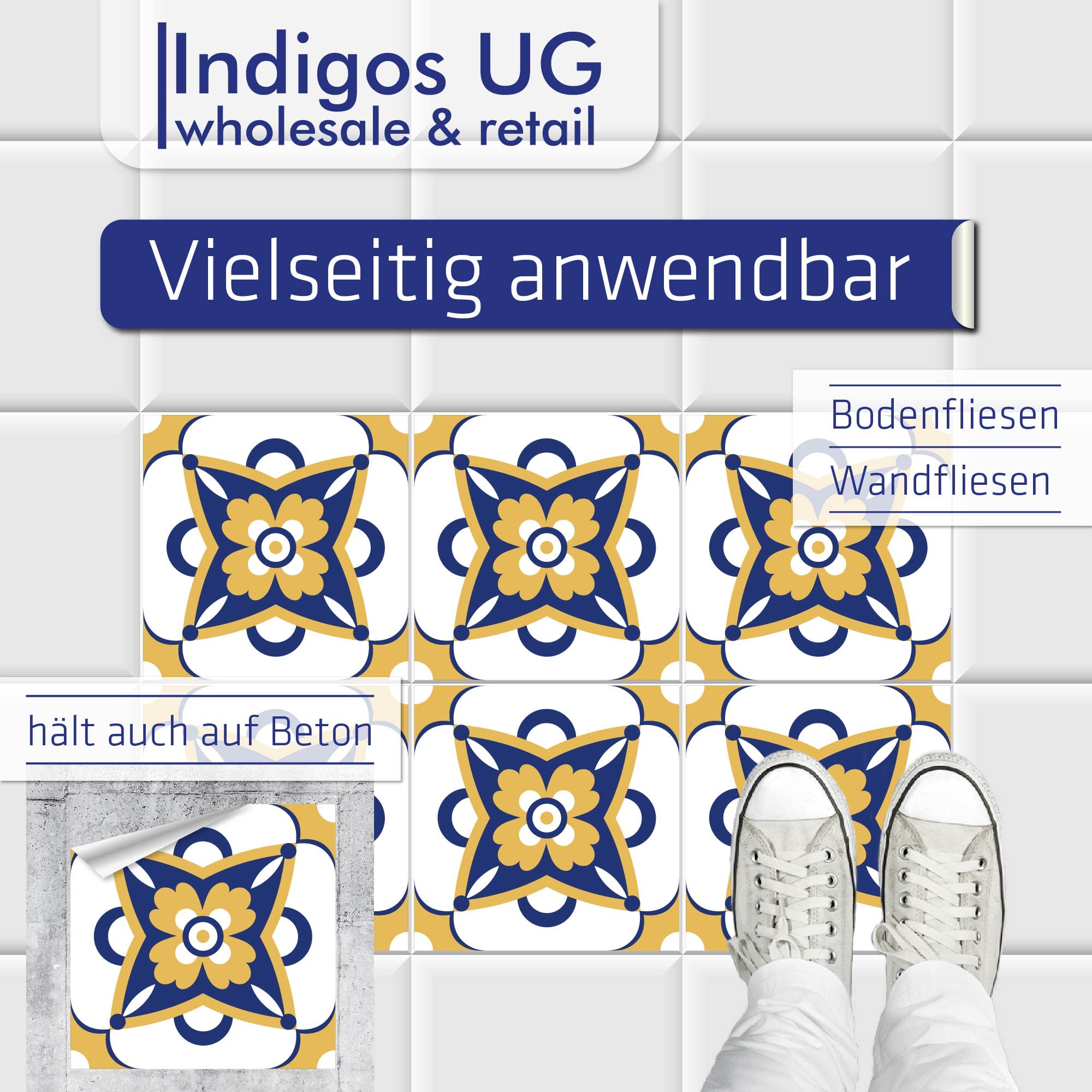 Karen 002 - Set di adesivi per pavimenti in piastrelle, 15 x 15 cm, 45 pezzi, piastrelle adesive per pavimenti, piastrelle adesive per pavimenti, piastrelle adesive per cucina, bagno, WC, bordatura,