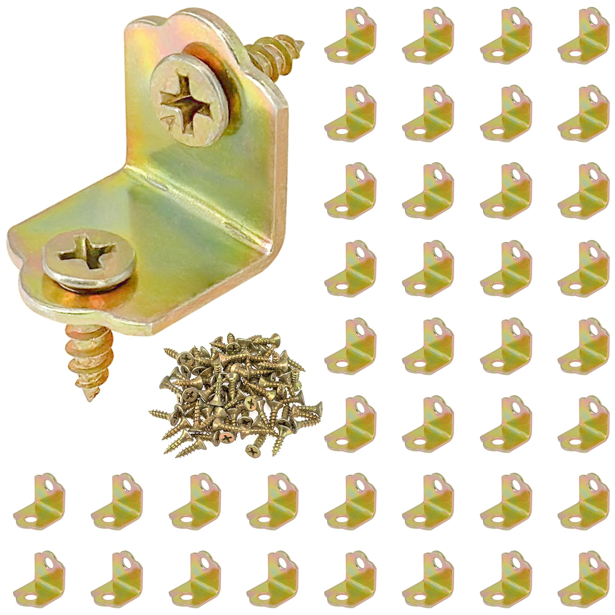 40 PCS Small Metal L-Shaped Corner Brackets with Screws