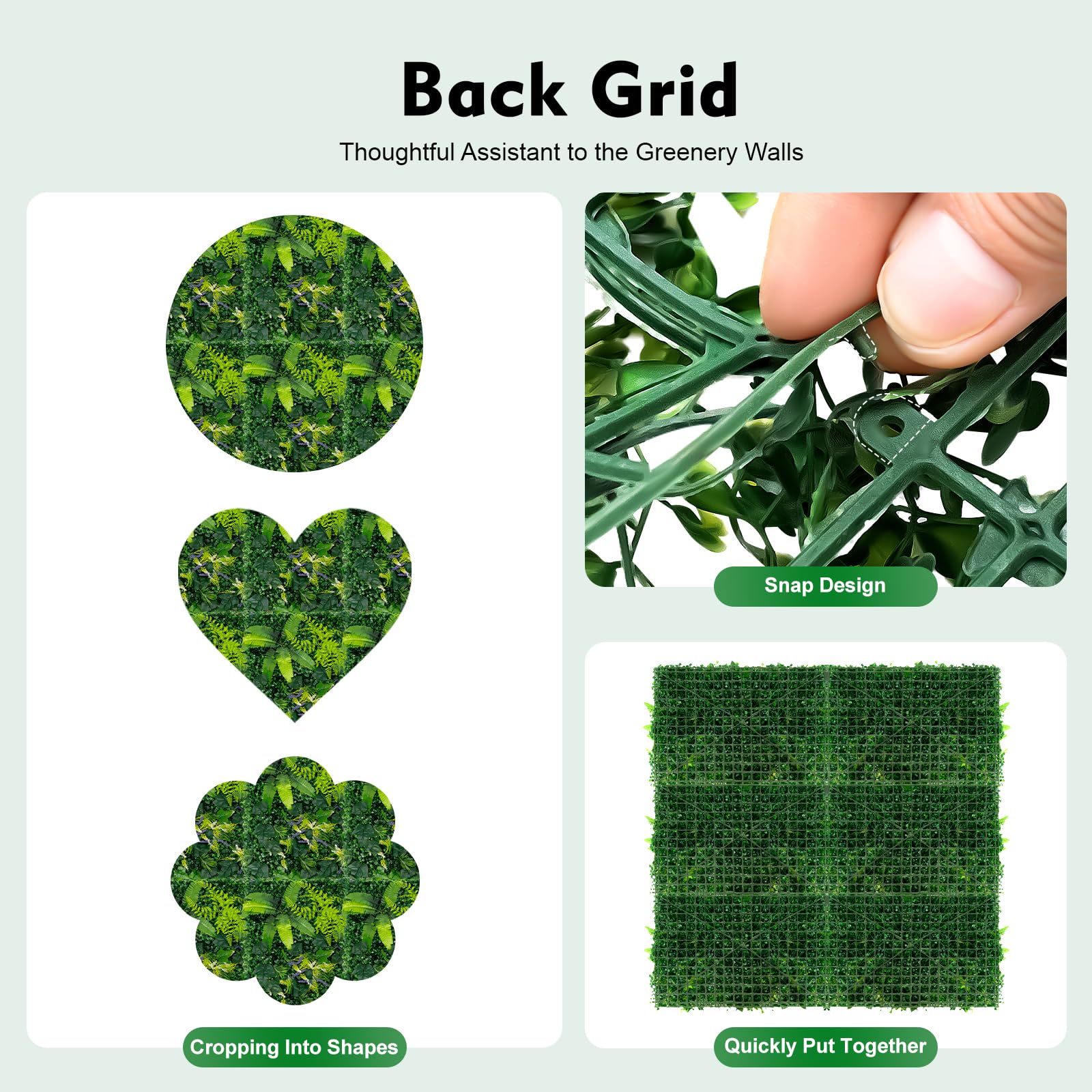 6 Stück Pflanzenwand Outdoor 40x60cm Kunstpflanzen Wand 2,1 kg | Lebensechte 3D-Blätter, Keine Montage, Kunststoff Wandbefestigung Künstliche Pflanzenwand, Für Zuhause & Gartendekoration