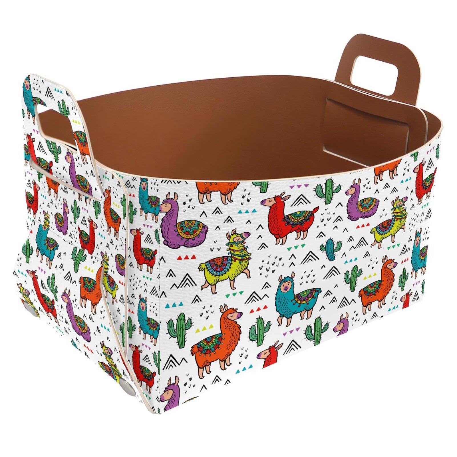 Panier de rangement pour chambre d'enfant aux motifs cactus colorés