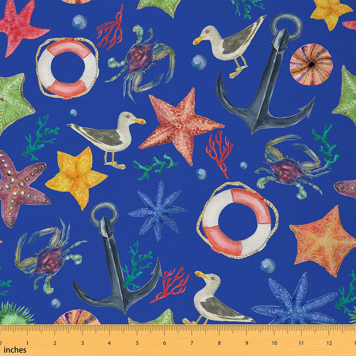 Amazon.com: Nautical Theme Fabric by The Yard Cute Cartoon Duck Wild ...