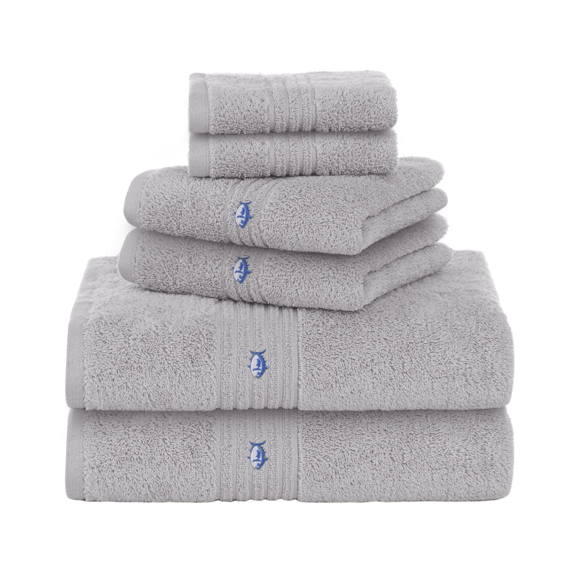 Southern TideSouthern Tide 7134789 Performance 5.0 Cotton Blend 6 Piece Towel Set, Light Gray