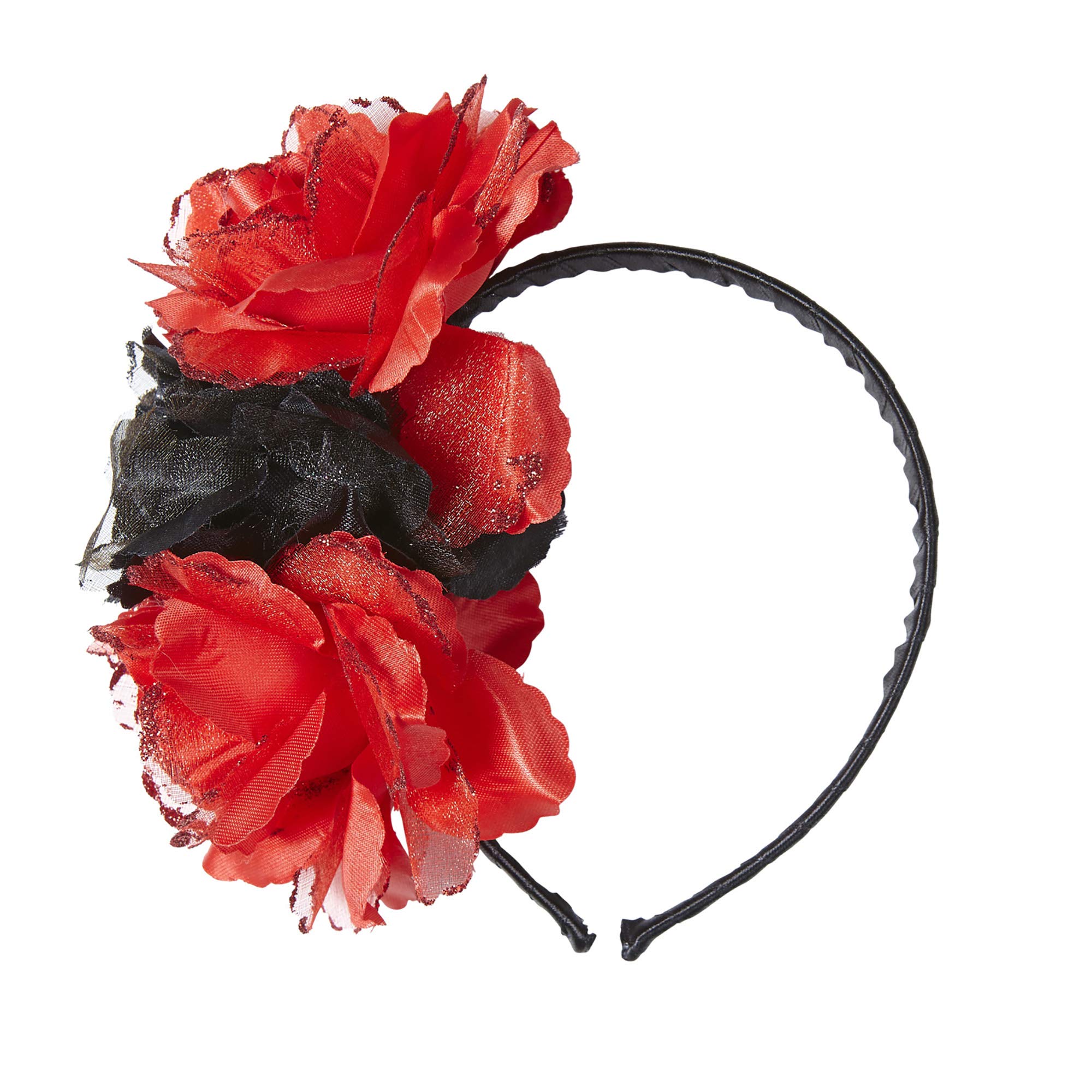 Rubies Red And Black Flower Headband For Women, Day Of The Dead