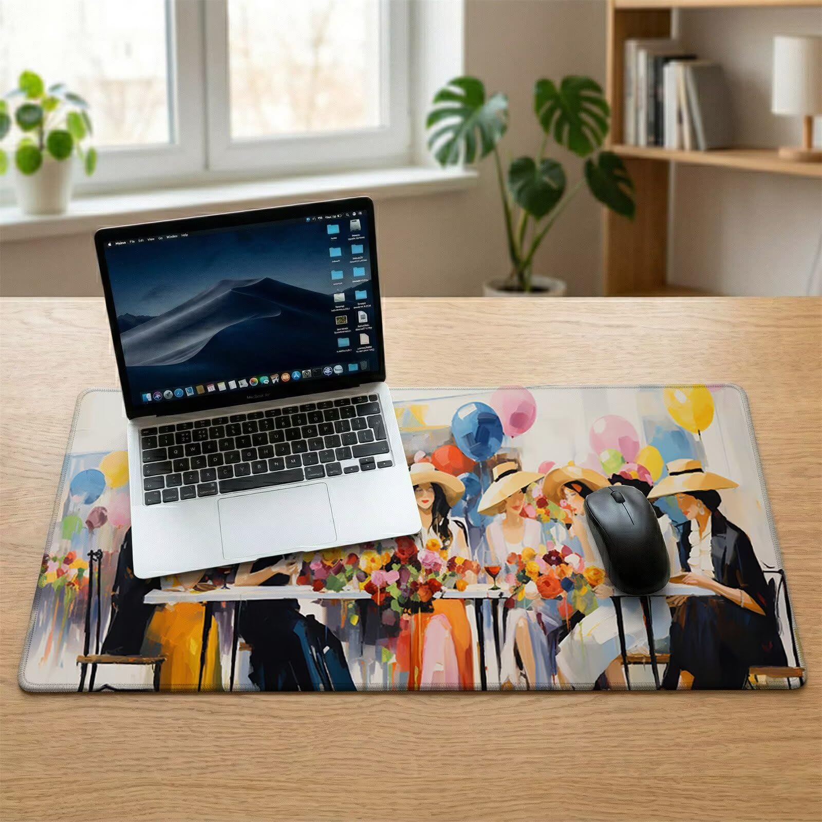 Tappetino Mouse XXL 1200 x 600 x 3 mm, Sottomano Scrivania, Bellezza Grande Tappeto da Tavolo con Base in Gomma Antiscivolo e Bordi Cuciti, Impermeabile, per Ufficio, Computer e Gaming (Festa) L-x5503