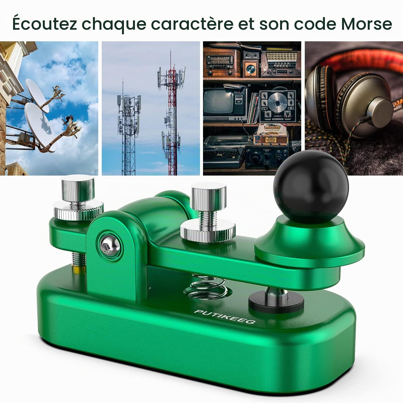 Putikeeg CW Clé Morse,clé télégraphique CW Keyers,télégraphe clé,clé Morse,clé de Code Morse Droite,Transmetteur de Code Morse,manipulateur Morse
