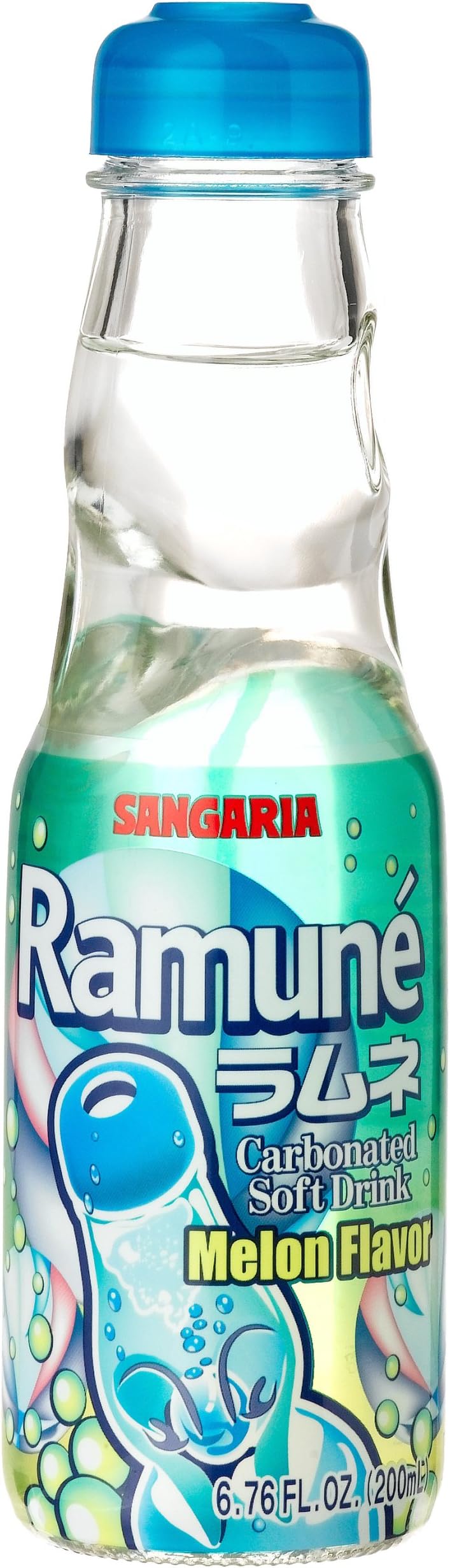 Ramune MELON SOFT DRINK FROM JAPAN , 6.76-Ounce Glass Bottle (Pack of 12)