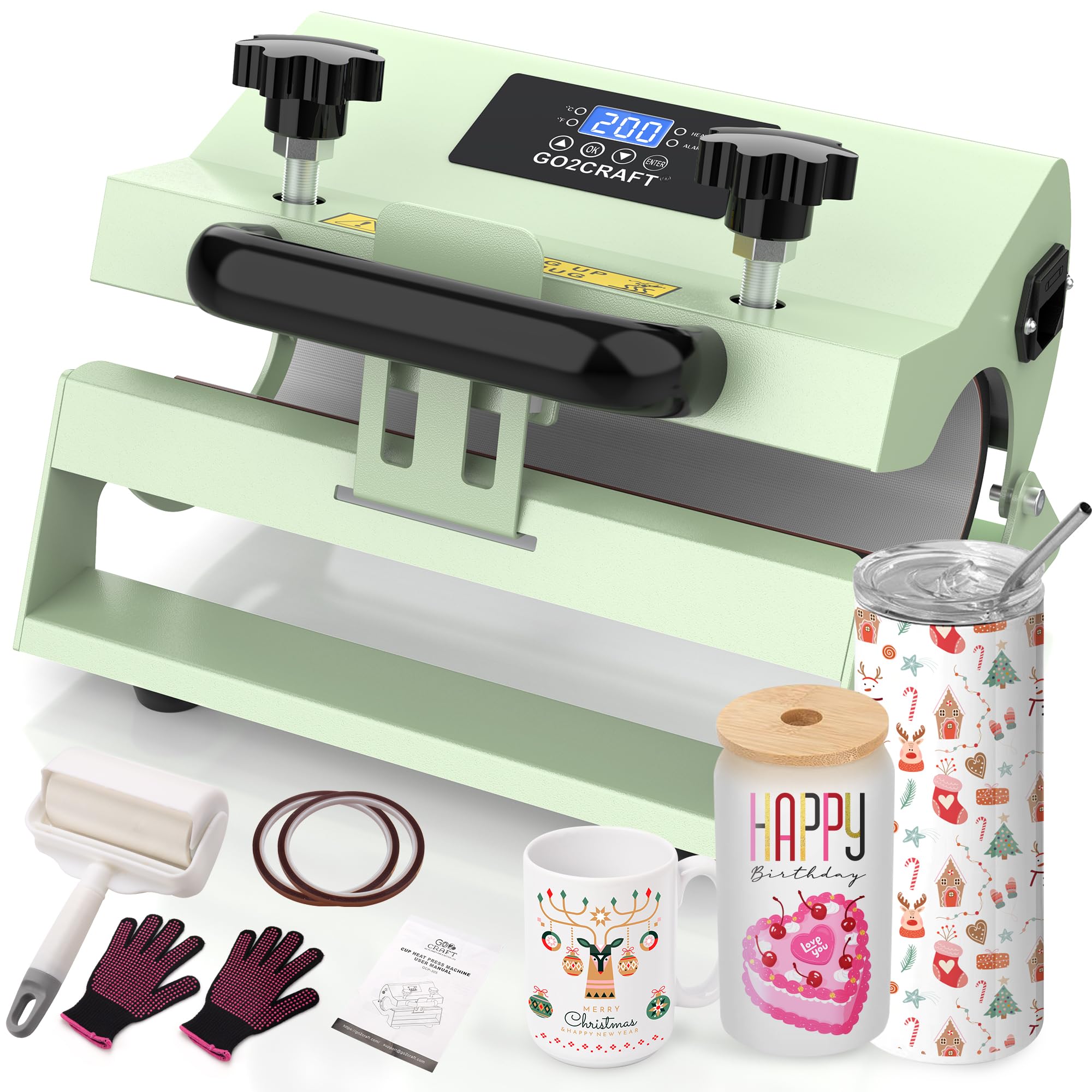 GO2CRAFT Tumbler Heat Press Machine, Fast Transfer & Perfect Effect Cup Press for 11OZ-30OZ Straight Sublimation Tumblers Mug Glass, DIY Mug Press, Unique Gifts for Mother's Day, Anniversary, Birthday