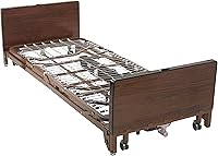 Vista 3 de Drive Medical Ultra Light Plus - Cama baja totalmente eléctrica, marrón, rieles completos y colchón de resortes interiores, 36 pulgadas