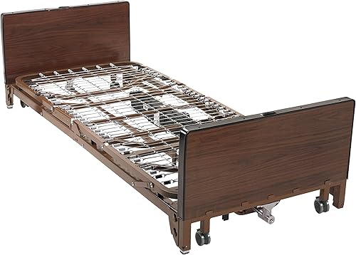 Miniatura 3 de Drive Medical Ultra Light Plus - Cama baja totalmente eléctrica, marrón, rieles completos y colchón de resortes interiores, 36 pulgadas