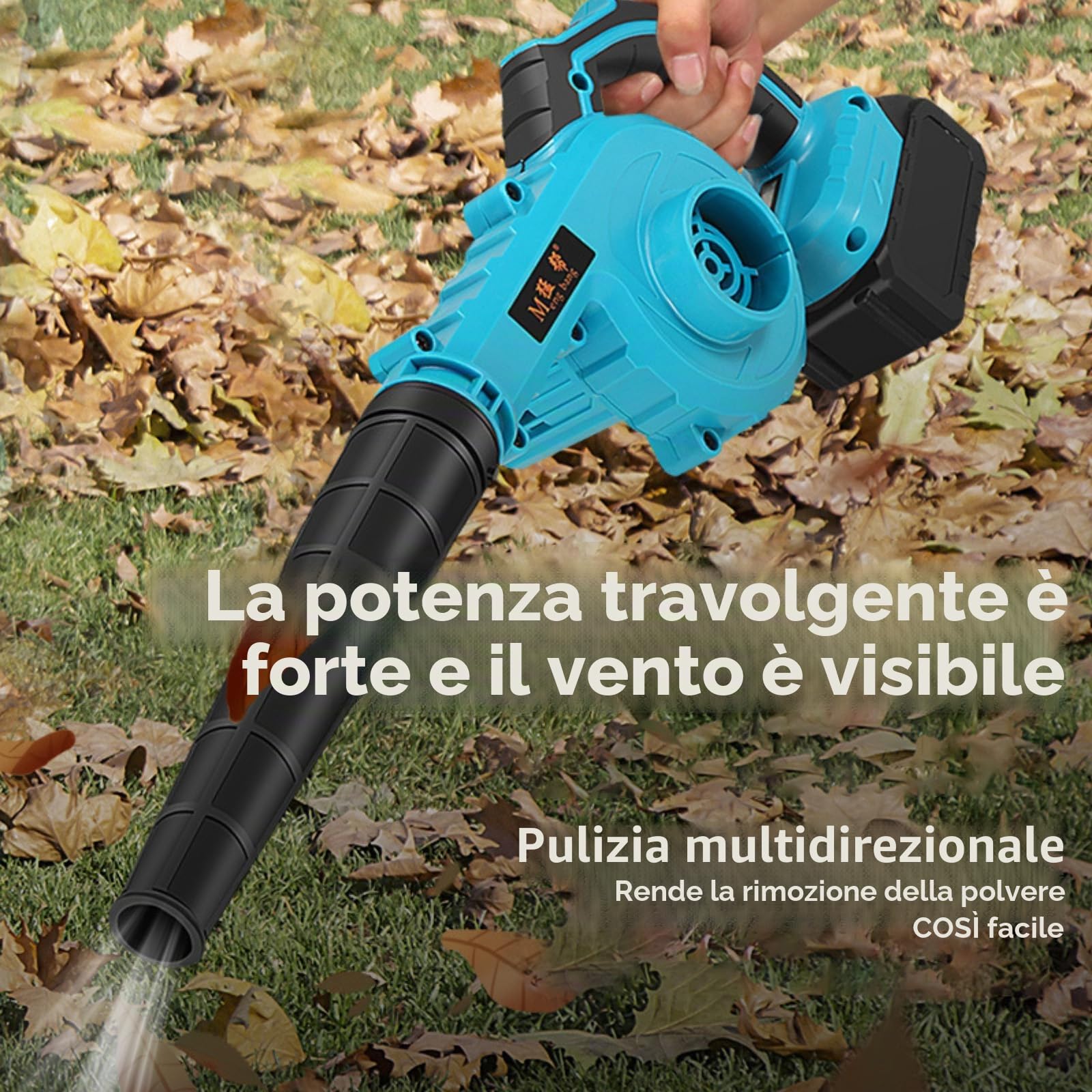 Soffiatore di foglie senza fili per batteria Makita 18 V, soffiatore di foglie 2 in 1 con batteria 7500mAh x2, controllo 5 velocità, aspiratore e soffiatore da giardino (7500mAh x2)