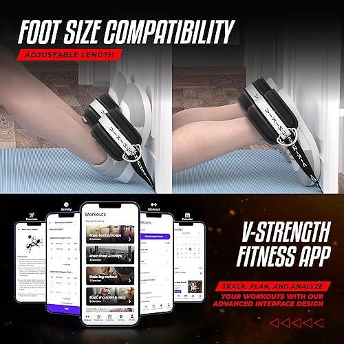 Miniatura 9 de Vikingstrength VOL 2 Rizo nórdico de isquiotibiales con correas extralargas, súper estabilidad, equipo de rizo nórdico, glúteos, isquiotibiales,