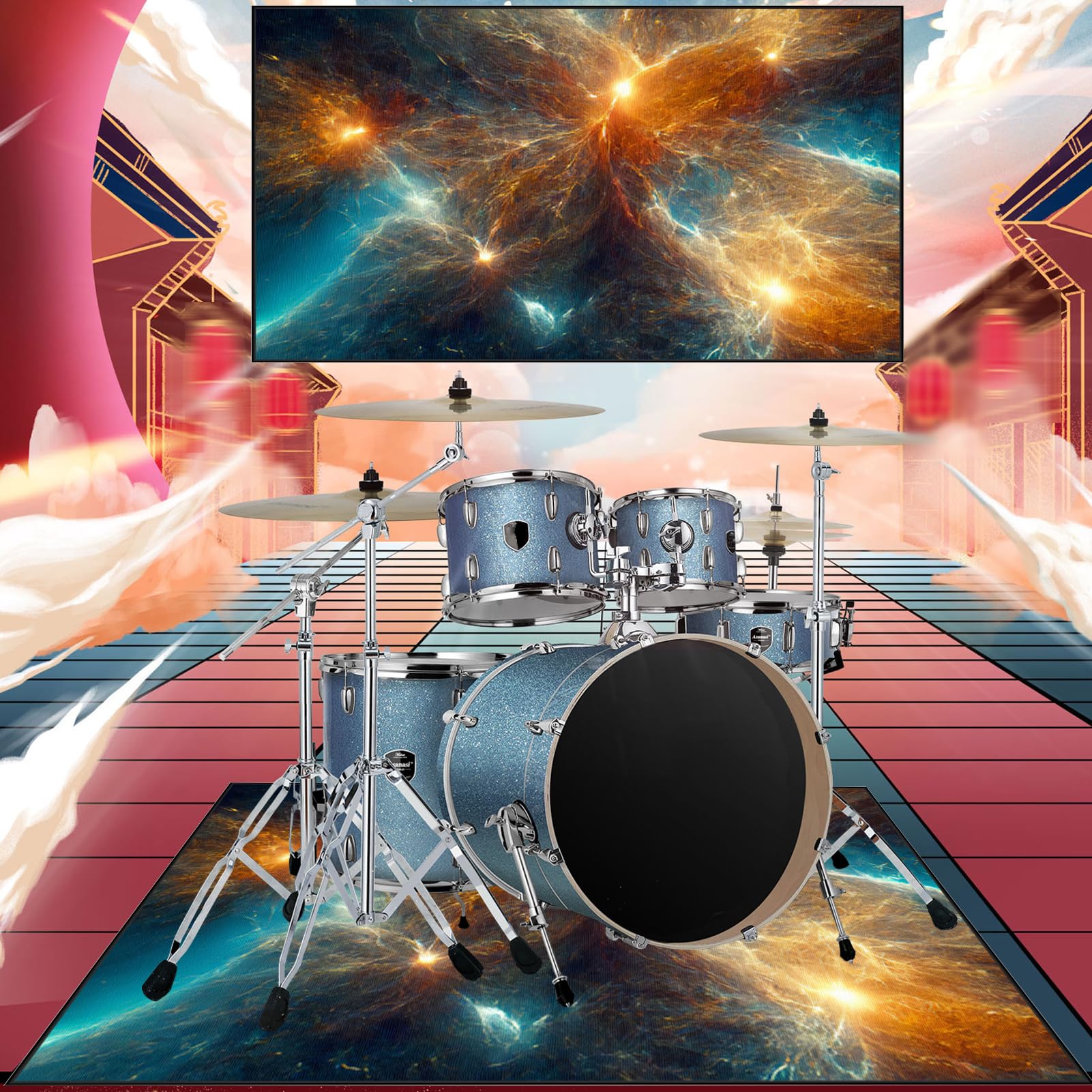 230 x 200 cm Dywaniki akustyczne | Mata z baterią elektroniczną | Mata dźwiękoszczelna antypoślizgowa | Mata bębnowa do bębna bębna bębna akustycznego bębna i innych instrumentów muzycznych