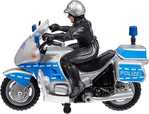Miniatura 2 de Dickie Toys 203341029 - Figura de policía fija de motocicleta policial, incluye 2 pilones y 2 señales de tráfico, motocicleta, longitud: 3.9 in,