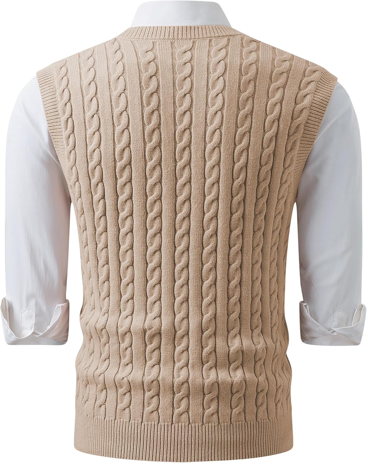JMIERR Men's Sweater Vests Causal Sleeveless Cable Striped Knit V Neck Pullover - Image 9