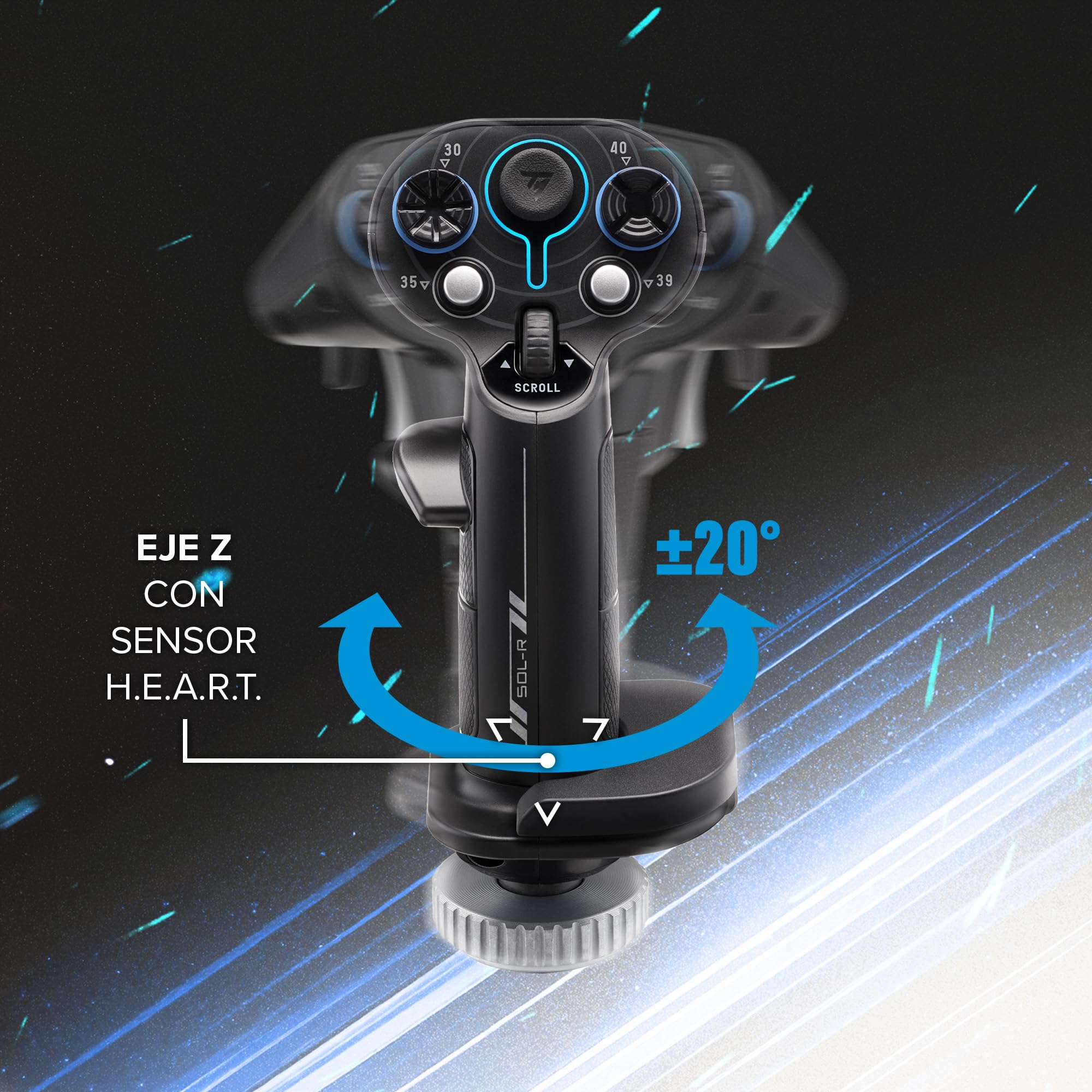 Thrustmaster Sol-R 3 AVA Add-On Grip - Empuñadura de Vuelo Espacial para PC (Compatible con Base AVA y Warthog, Diseño Ergonómico Pro, 19 Botones de Acción) Negro