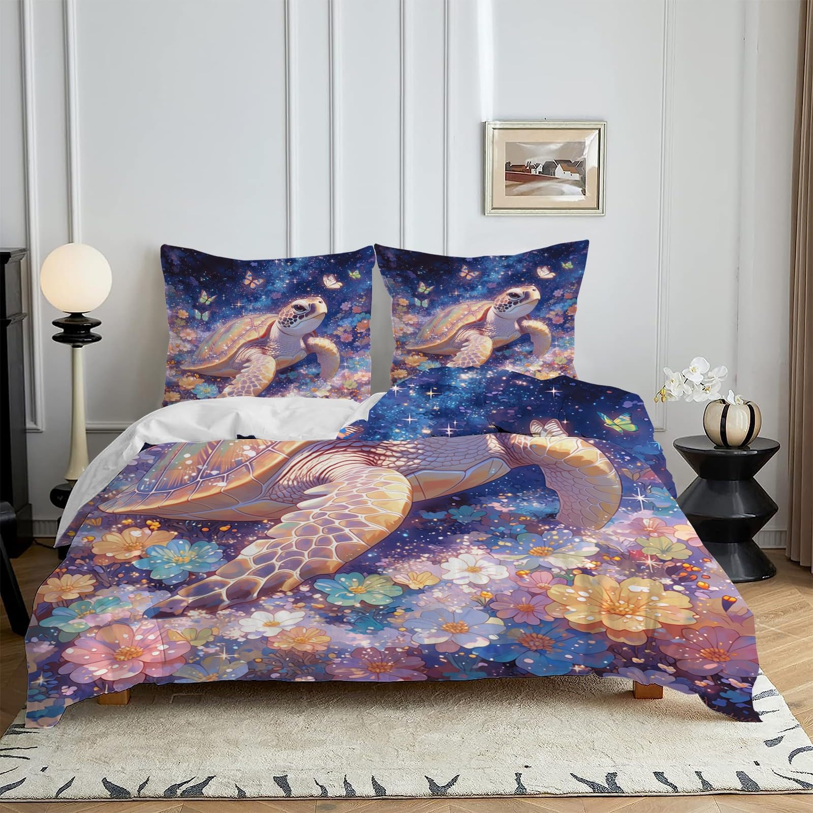 Housse de couette 140x190 rose violet douce avec 2 taies 65x65