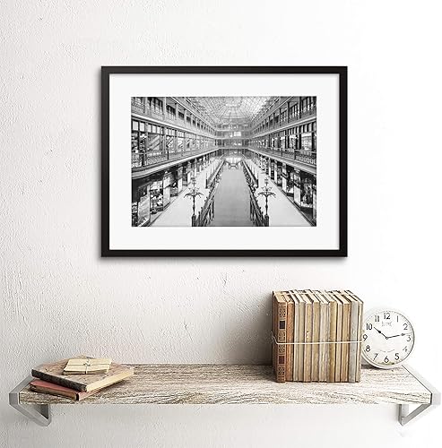 Miniatura 2 de The Arcade Cleveland 1901 Vintage Historia Old BW Marco Arte Impreso Montaje B12X1100