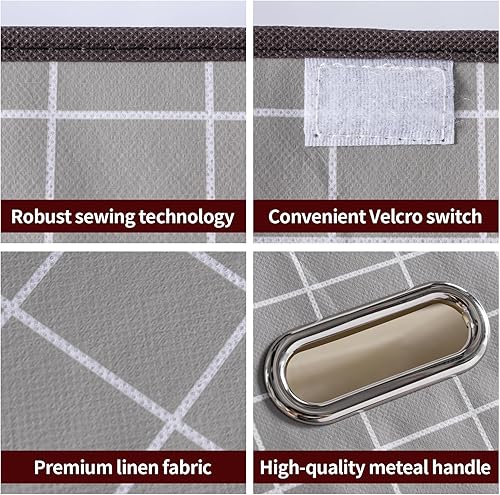 Vista 49 de STOREONE Contenedores de almacenamiento de tela, contenedor organizador plegable con tapas y asas de metal, para el hogar, dormitorio, armario, 3