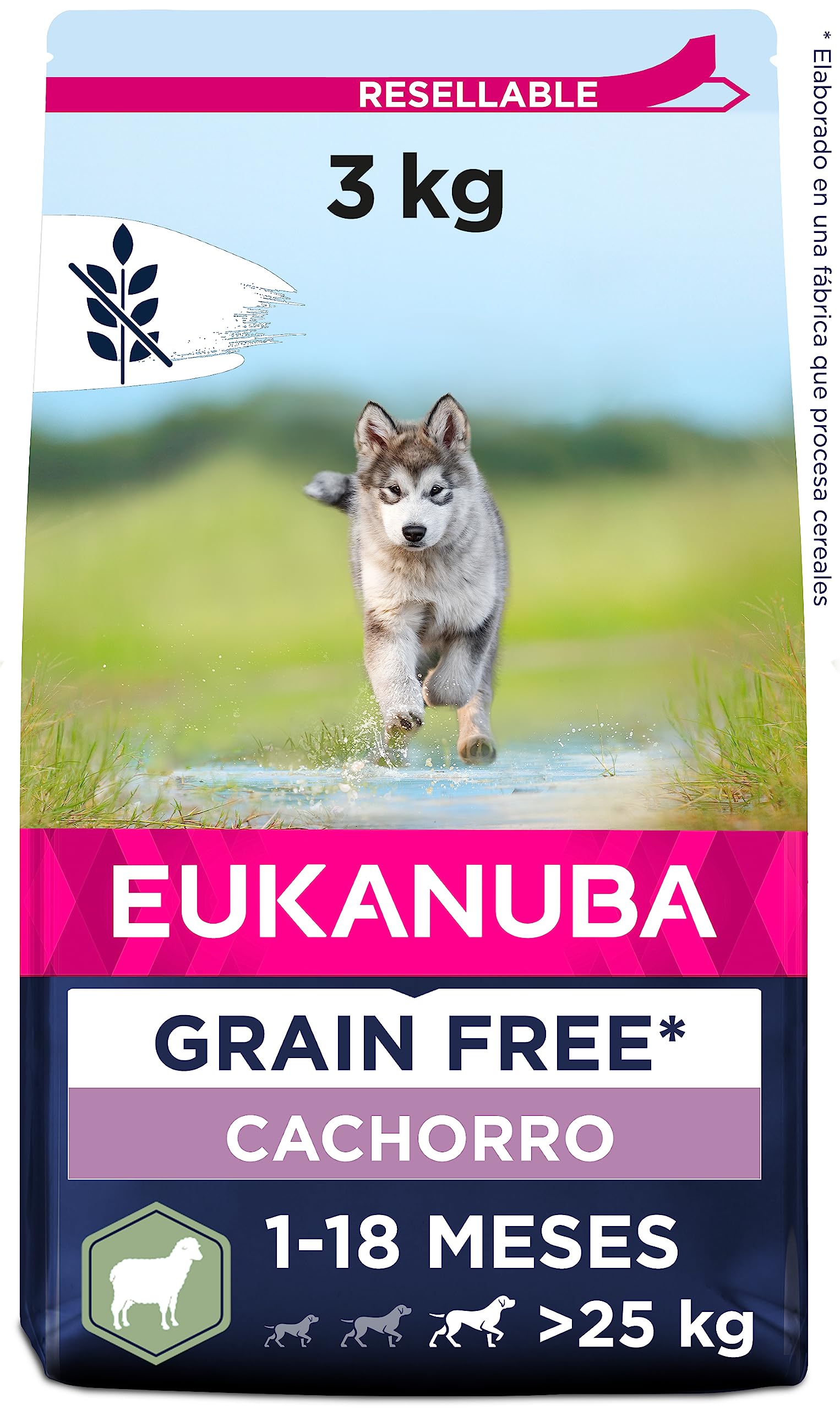 EUKANUBA Grain Free * Alimento para cachorros de razas grandes, rico en cordero, 3kg