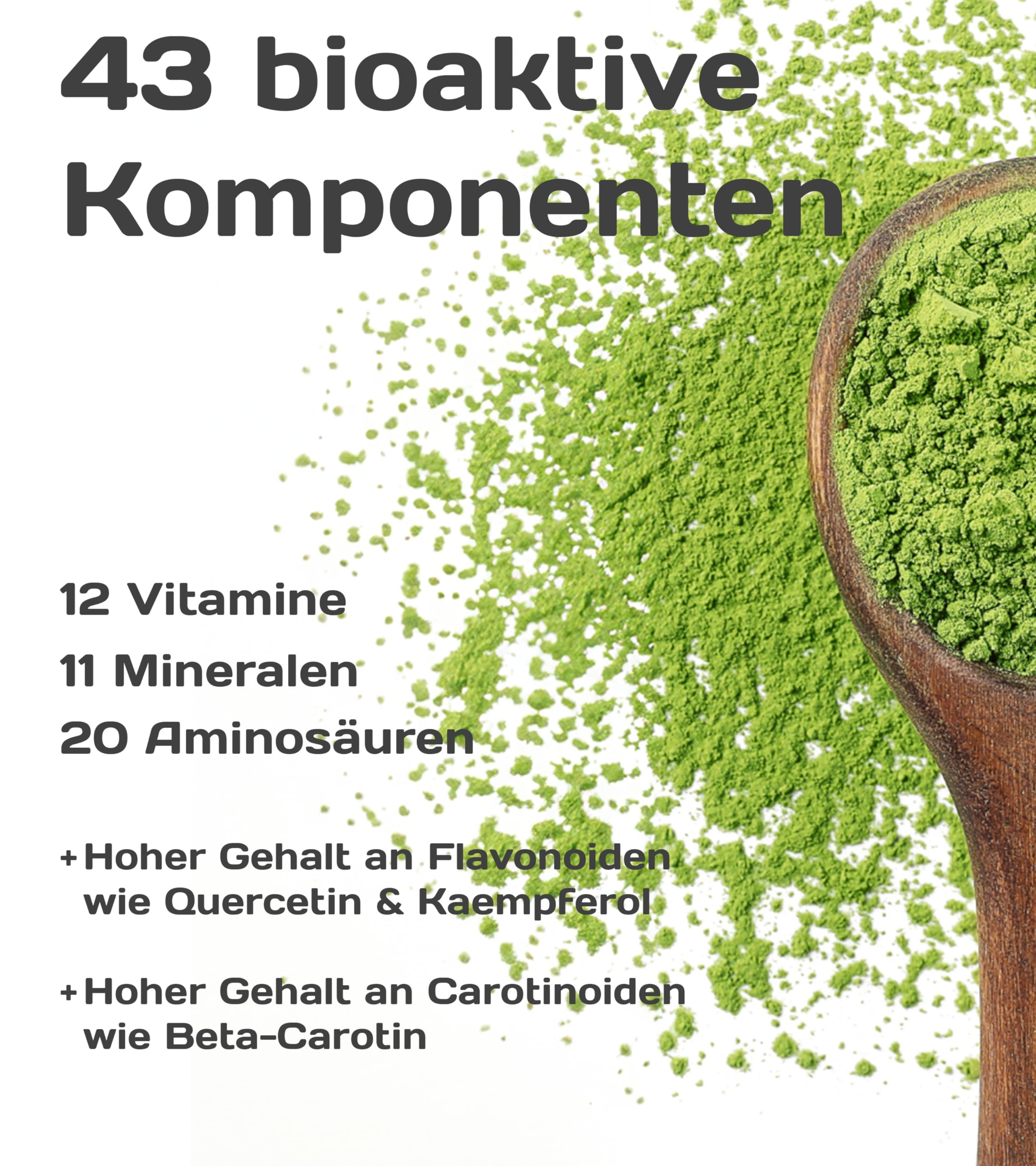 KaLOHaS+ Chou frisé bio en poudre 120 g – Style antique – lyophilisé en douceur – 100 % Chou frisé – Sans OGM – Convient aux végétaliens