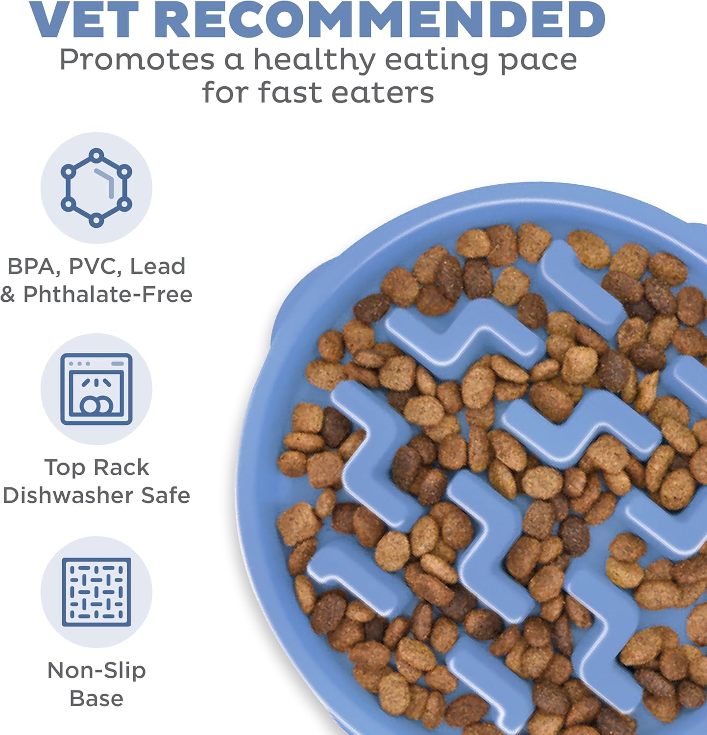 Blue Non-Slip Medium Slow Feeder Dog Bowl