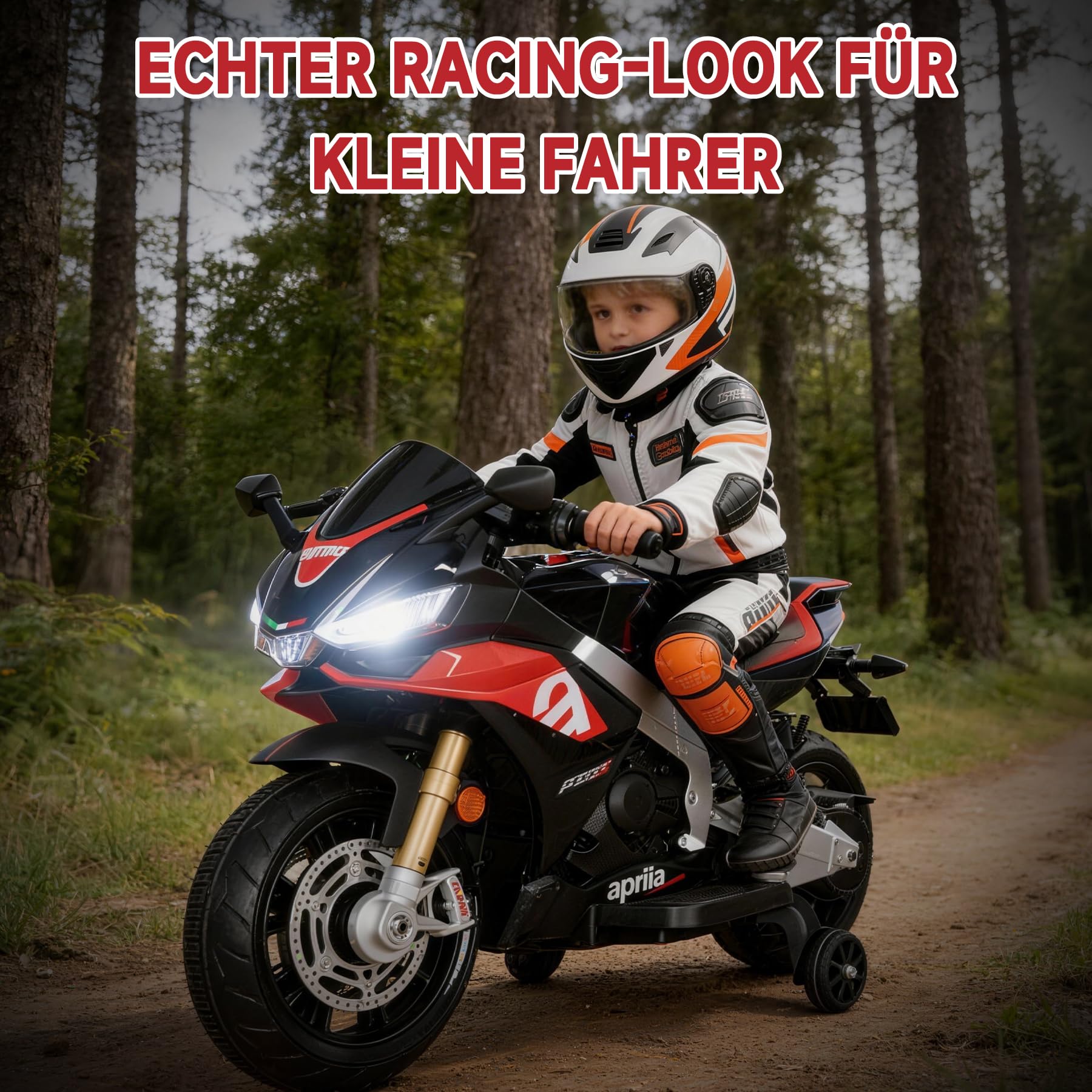 Kinder Motorrad Elektrisch mit 12V Akku, Kinder Motorrad Led Licht, Elektro Motorrad Kinder Bluetooth, USB, Fernbedienung, 3–8 km/h, bis zu 45 Min, Schwarz