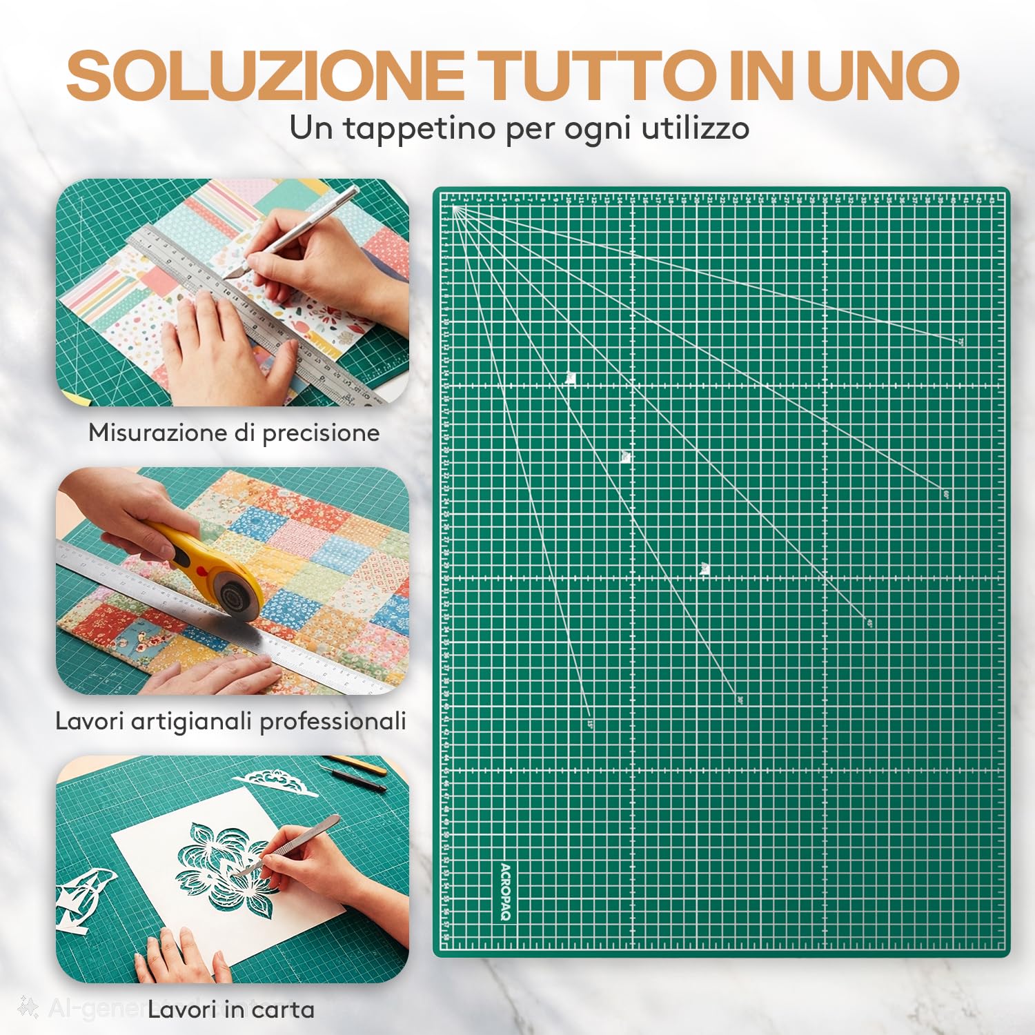 ACROPAQ A2 Tappetino da taglio auto-riparante 60 x 45 cm 5 strati protezione mobili