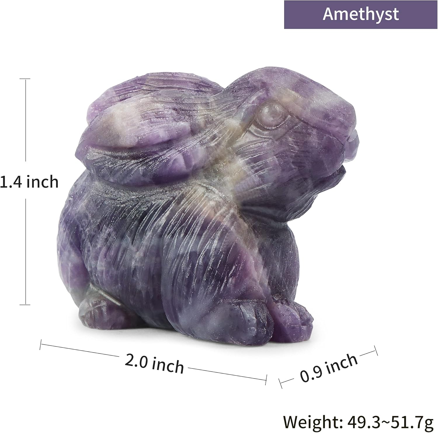 Artistone Amethyst Crystals Rabbit Statue Figurines,Hand Carved Gemstone Bunny Animal Carvings Collectibles Sculpture Ornament for Home Decor,Garden,Lawn Yard Farm(2 Inch)