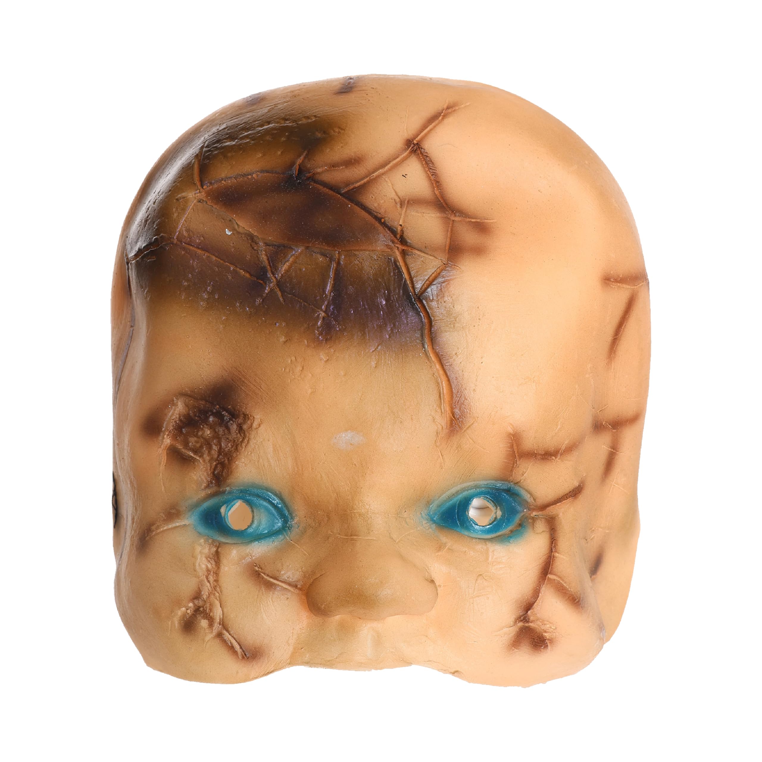 Halloween Baby Doll Face Mask - Spooky Baby Doll's Face With Cracks, Piercing Blue Eyes With Eye Holes - Perfect for Halloween Fancy Dress - Pack of 6