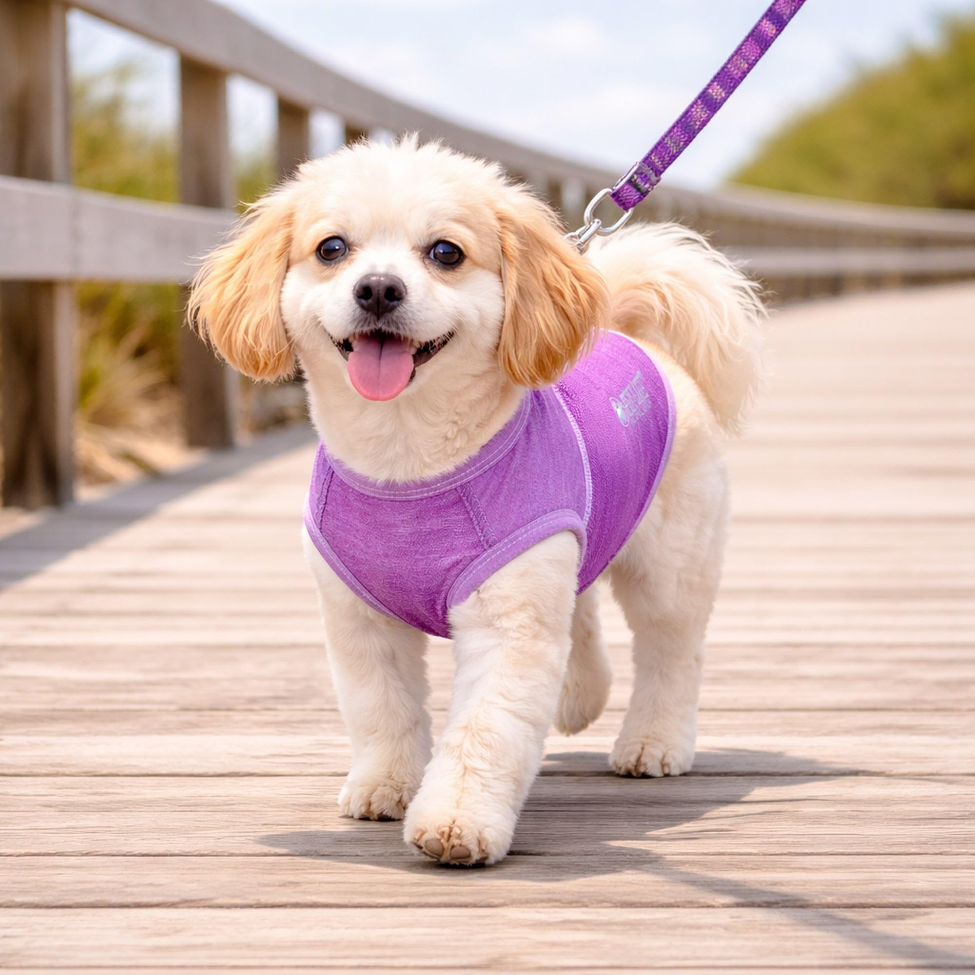 Pet Life Active Aero-Pawlse Heathered Quick-Dry y 4-Way Stretch-Performance Camiseta sin Mangas para Perro, tamaño Mediano, Color Morado
