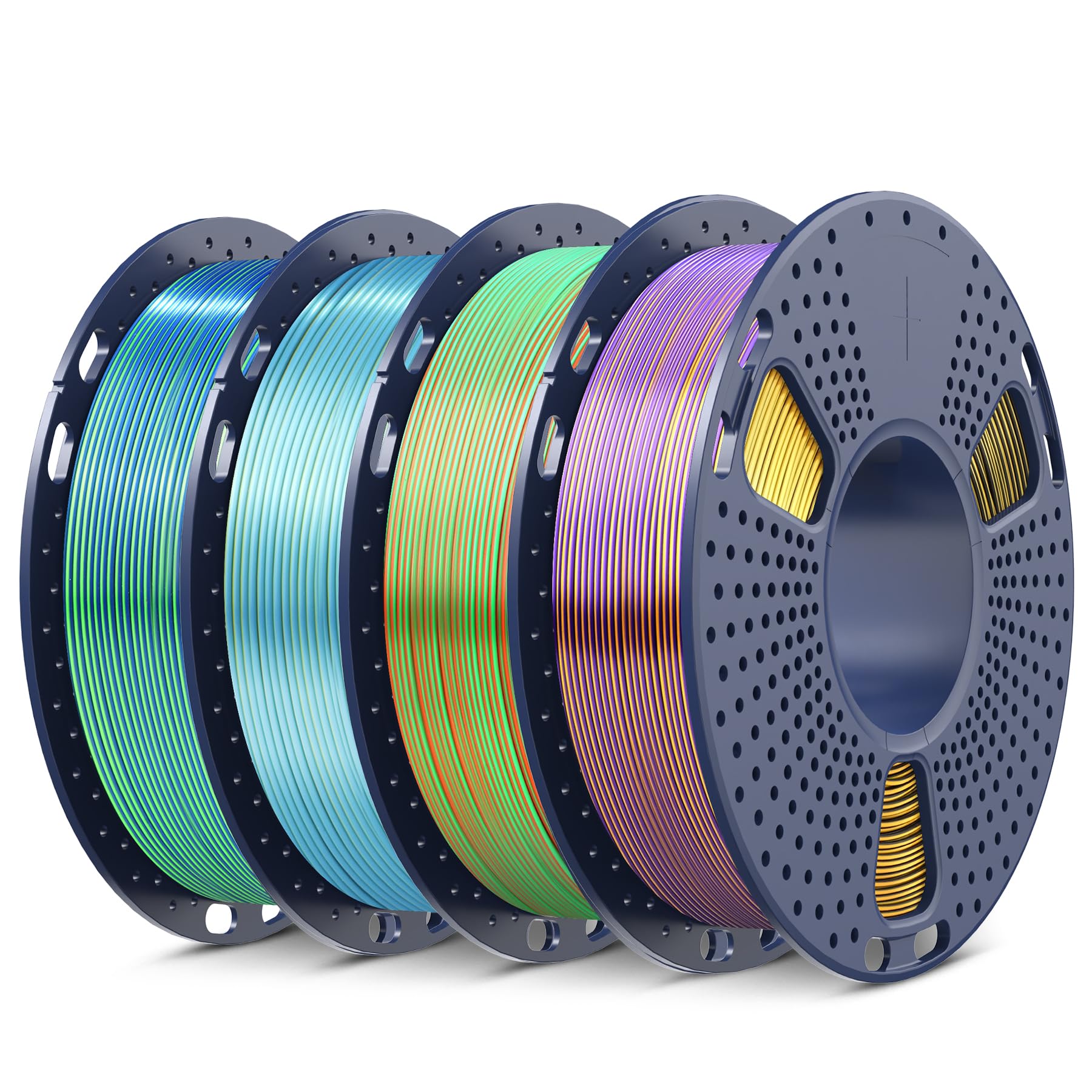 SUNLU 250G Silk Triple Color PLA Filament Bundle Muticolor, 1kg in Total