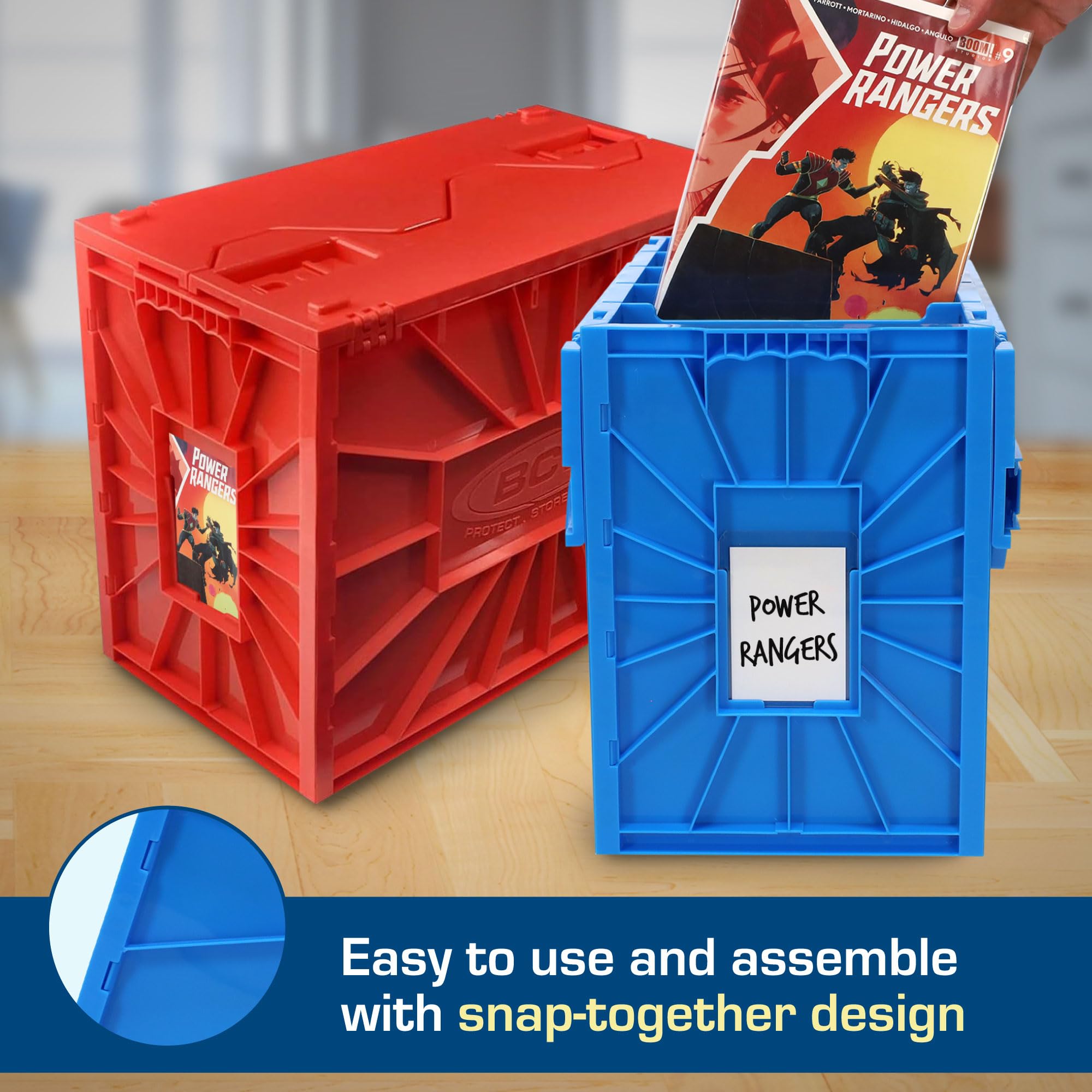BCW Red & Blue Short Comic Bin Set | Scatola di plastica per fumetti | Organizzazione codificata a colori per fumetti