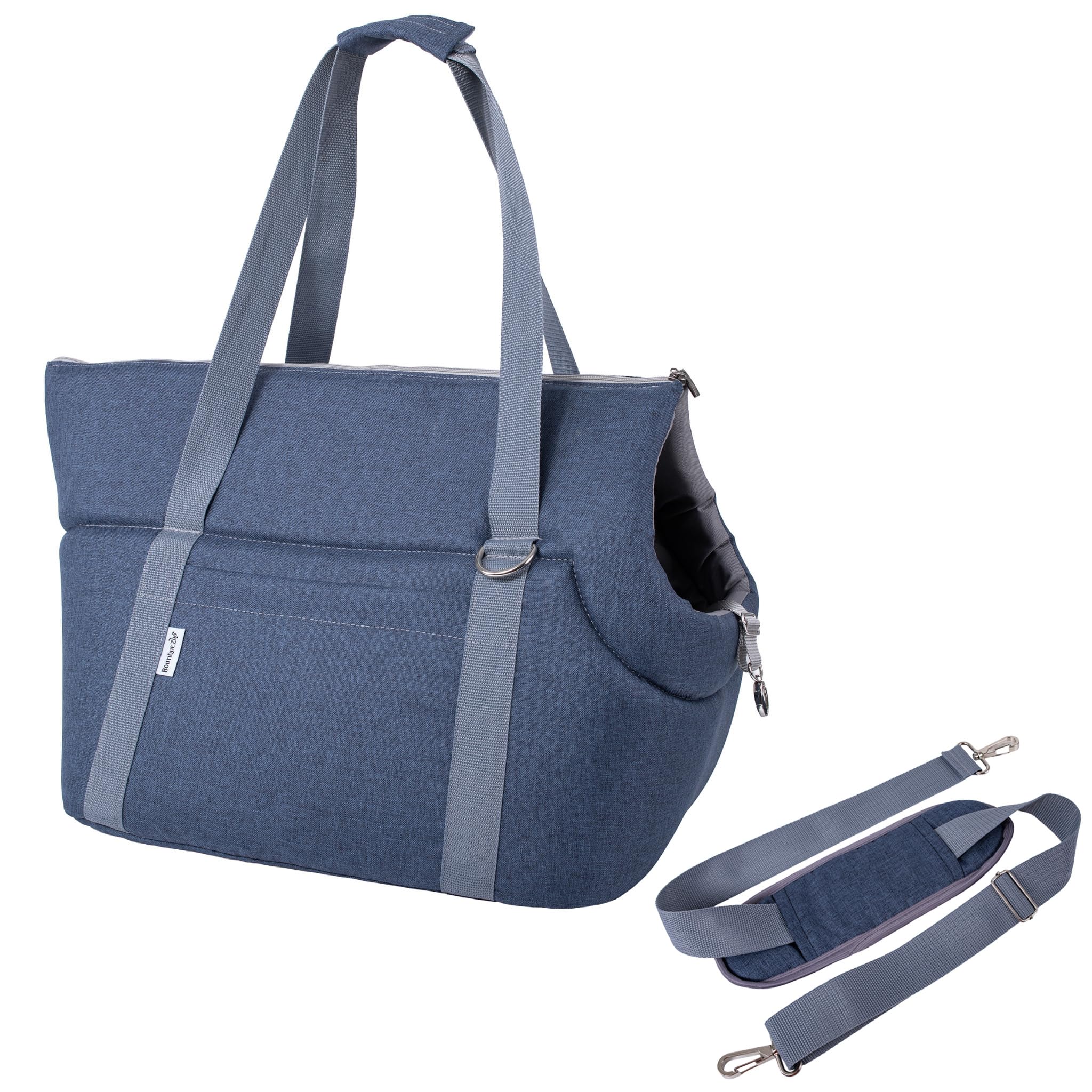 XL Dog Carrier Bag for Large Dogs & Cats, Soft Foldable Washable Pet Travel Bag, Imitation Denim, Up to 15 kg, 52 x 35 x 39 cm