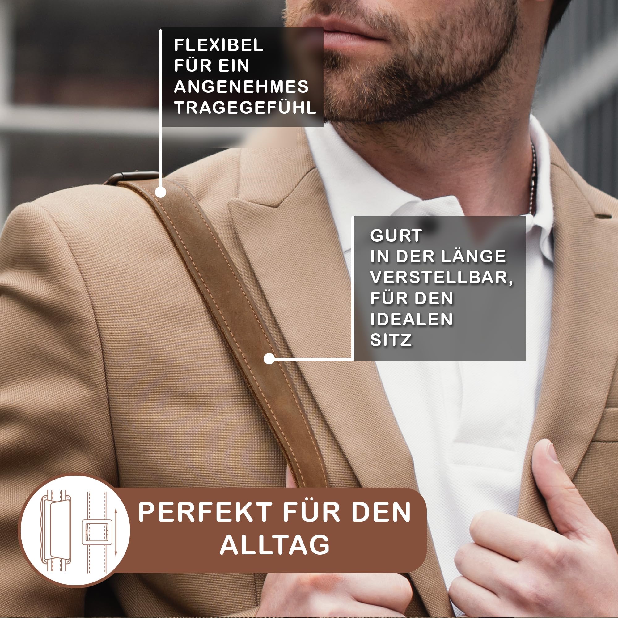 STILORD Ledertasche für Herren & Damen braun - Aktentasche mit 14 Zoll Laptopfach - Business-Tasche für Office, Uni & Büro - Umhängetasche 'Syd'