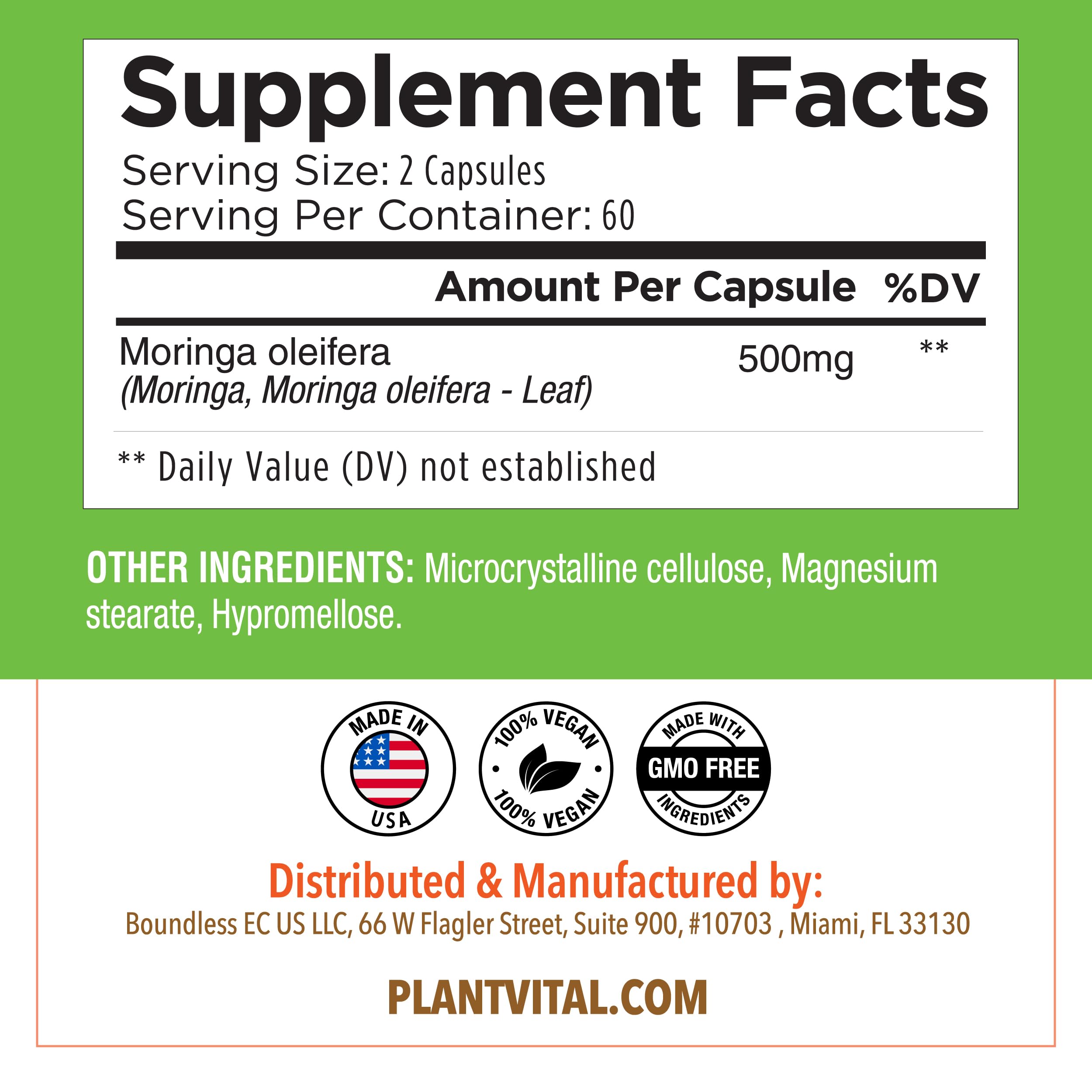 Plantvital Organic Moringa Capsules for Breastfeeding - 1000mg per Serving — Amazon image 8