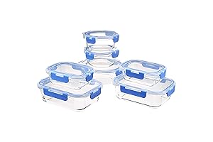 Amazon Basics Glass Food Storage Containers, Set of 14