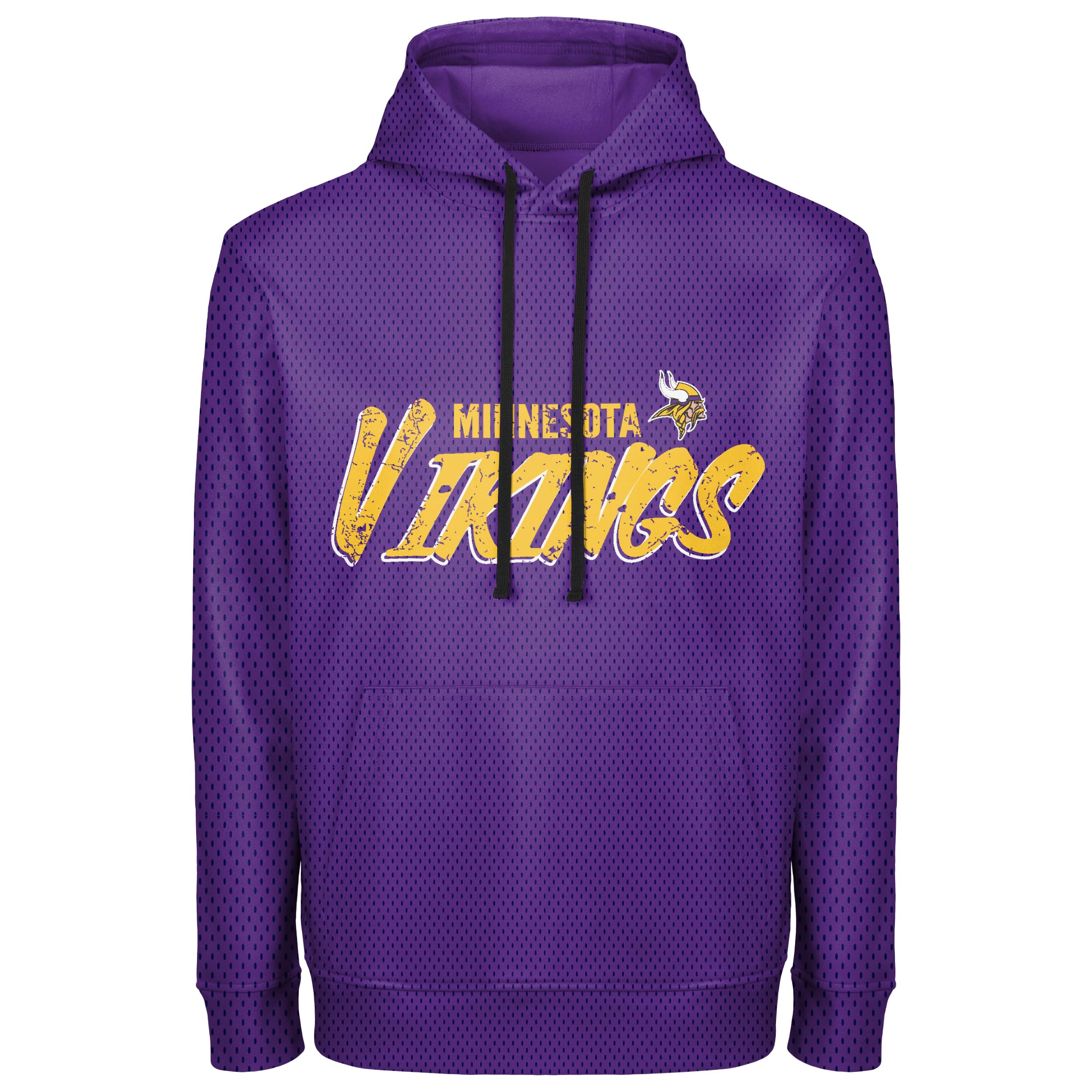 Foco Men's Minnesota Vikings Nfl Officially Licensed Team Wordmark Distressed Performance Sideline Pullover Sweatshirt Hoodie, XX-L