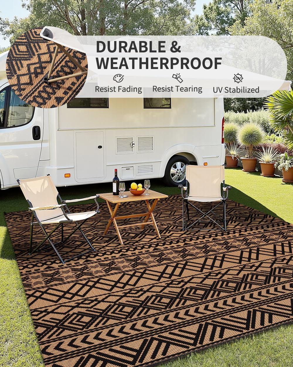 Multicolor Outdoor Garden Tapijt Waterdichte Antislip Patio Mat Opvouwbaar Ideaal voor Balkon Terras Camping & Tuin Gebruik Duurzaam & Regenbestendig