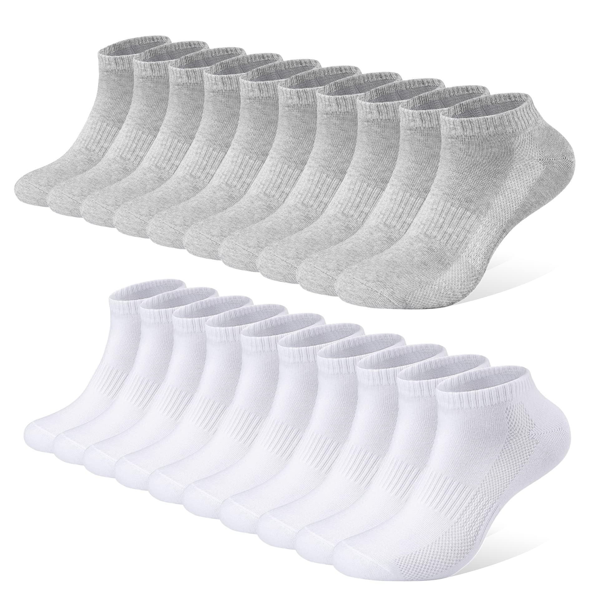 FALARY 10 Paar Sportsocken Sneaker Socken Herren Damen Bio Baumwolle Atmungsaktives Sneakersocken Laufsocken Baumwollsocken Kurze Socks Halbsocken
