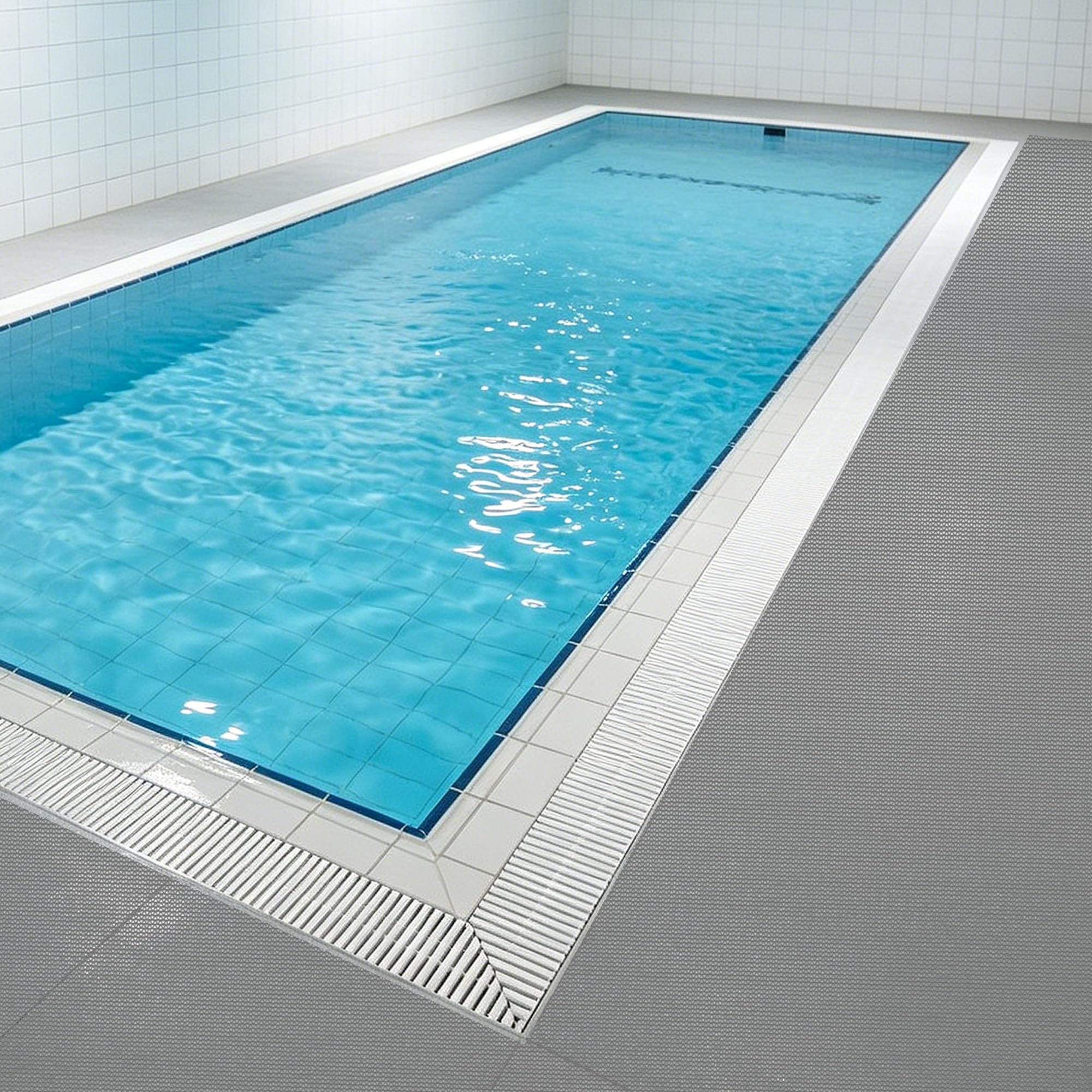 Drainage Bodenmatte 115 x 340 cm rutschfest Antirutschmatte Anti Ermüdung für Außen Und Innenbereich, Restaurant, Küche, Schwimmbad, Grau