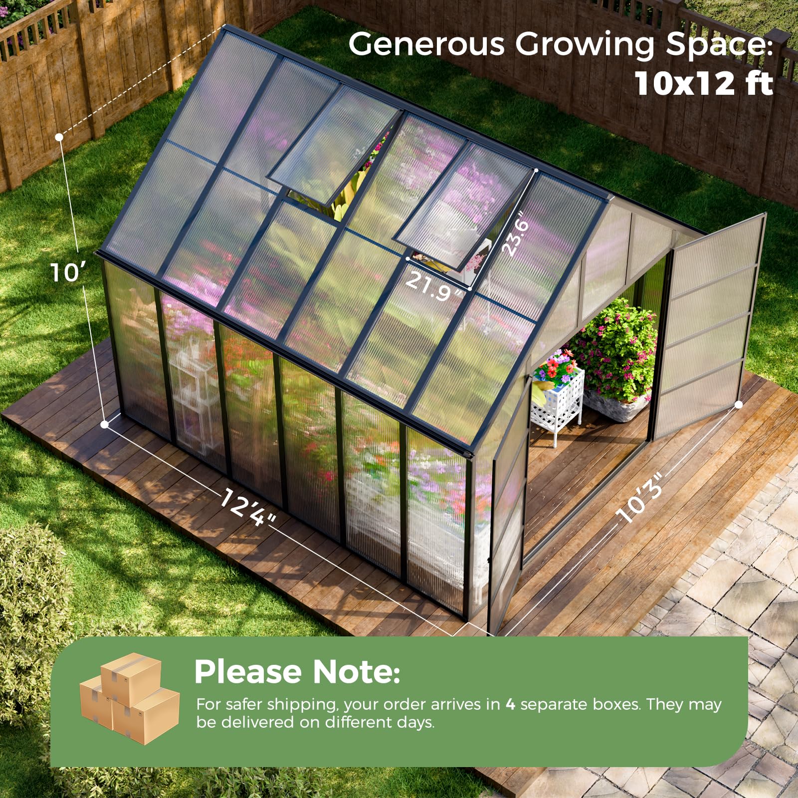 Amazon.com : WACASA 12x10x10 FT Greenhouse for Outdoors, Easy