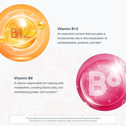 Miniatura 5 de Youtheory Vitamina B12 B6, suplemento de energía diaria y apoyo cerebral, sabor a frambuesa líquida, paquetes de 12  1 onza de una sola porción