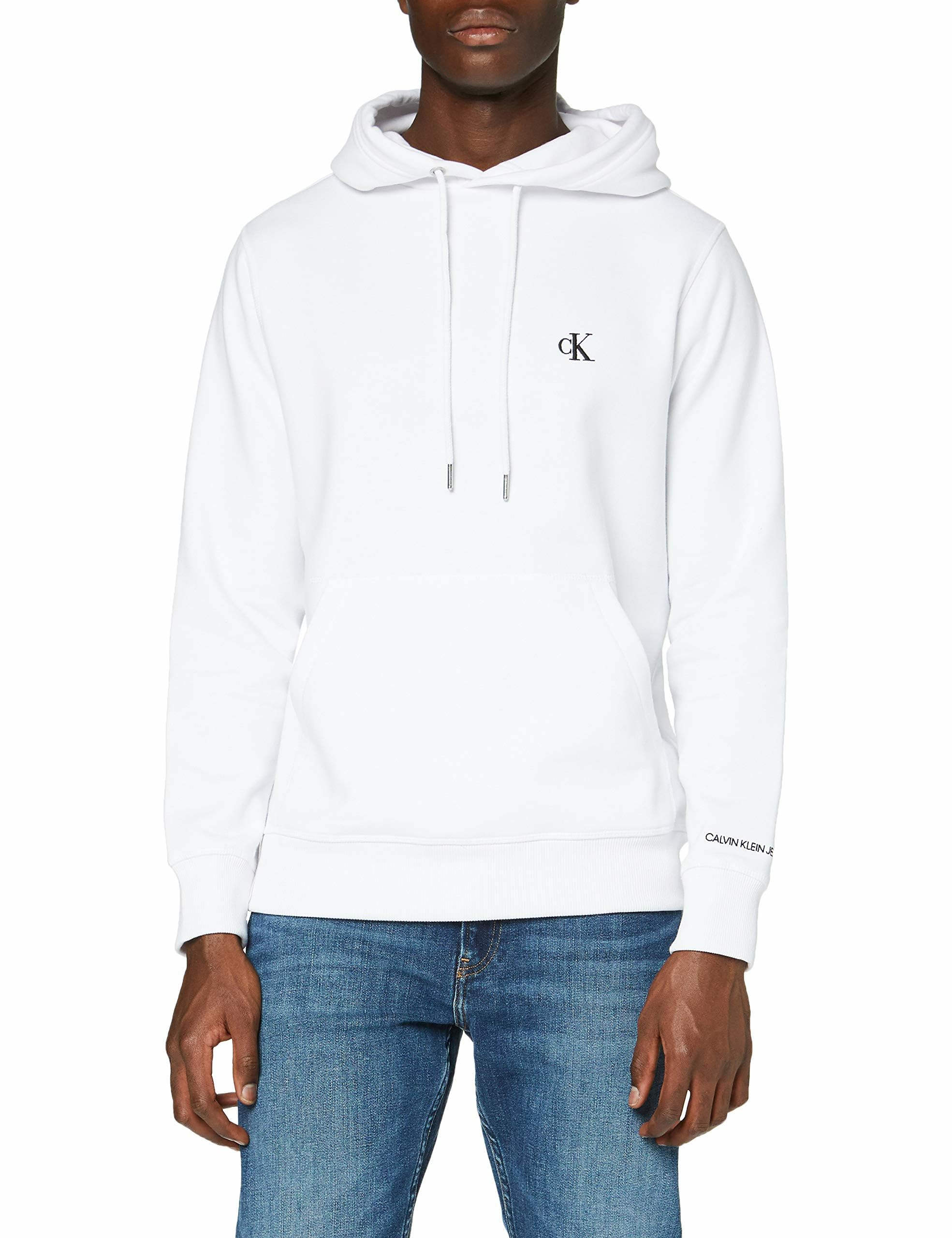 Calvin Klein Jeans Men's Ckj Essential Hoodie Sweater, White, XXL