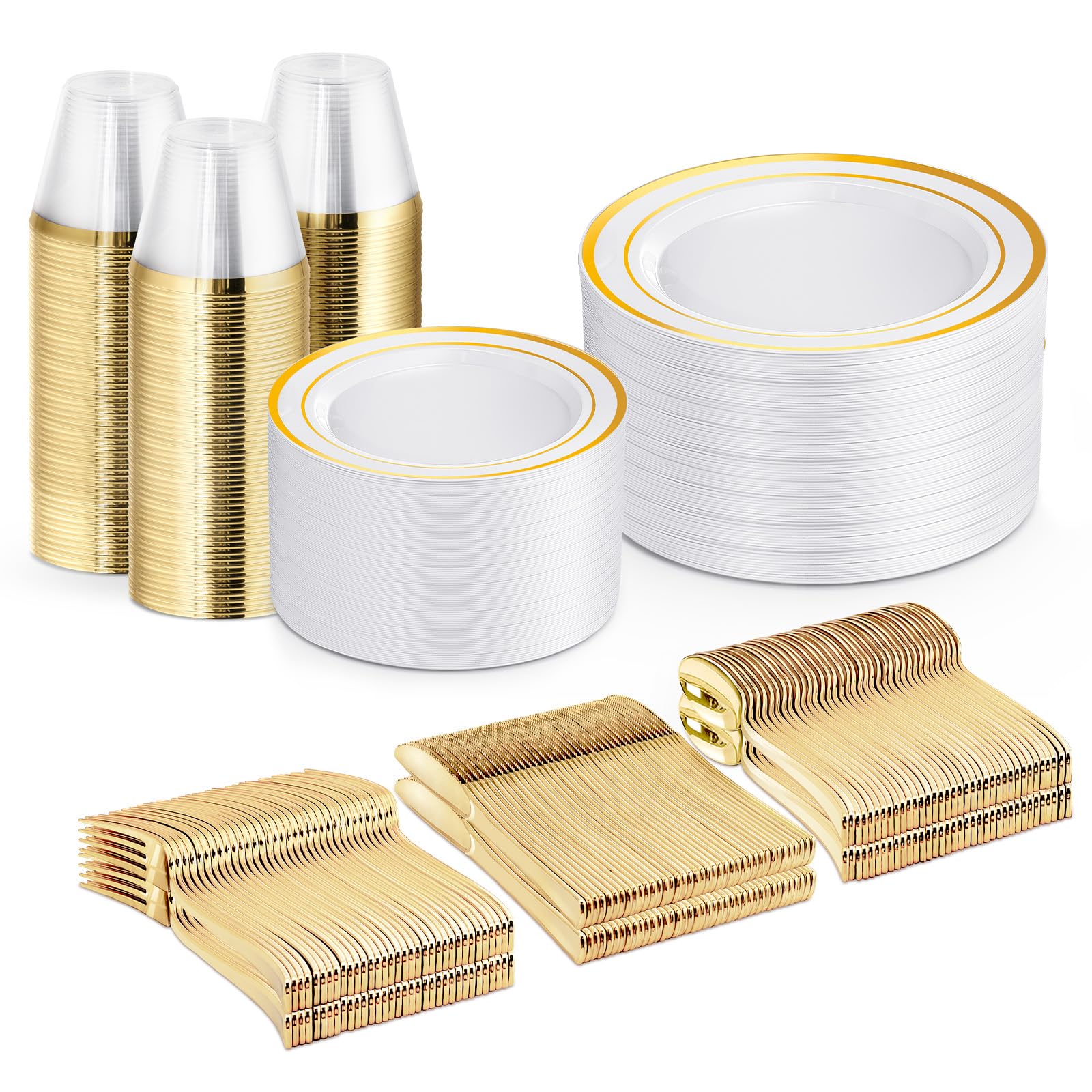 WELLIFE Silver Disposable Dinnerware Set - 600 Piece -25